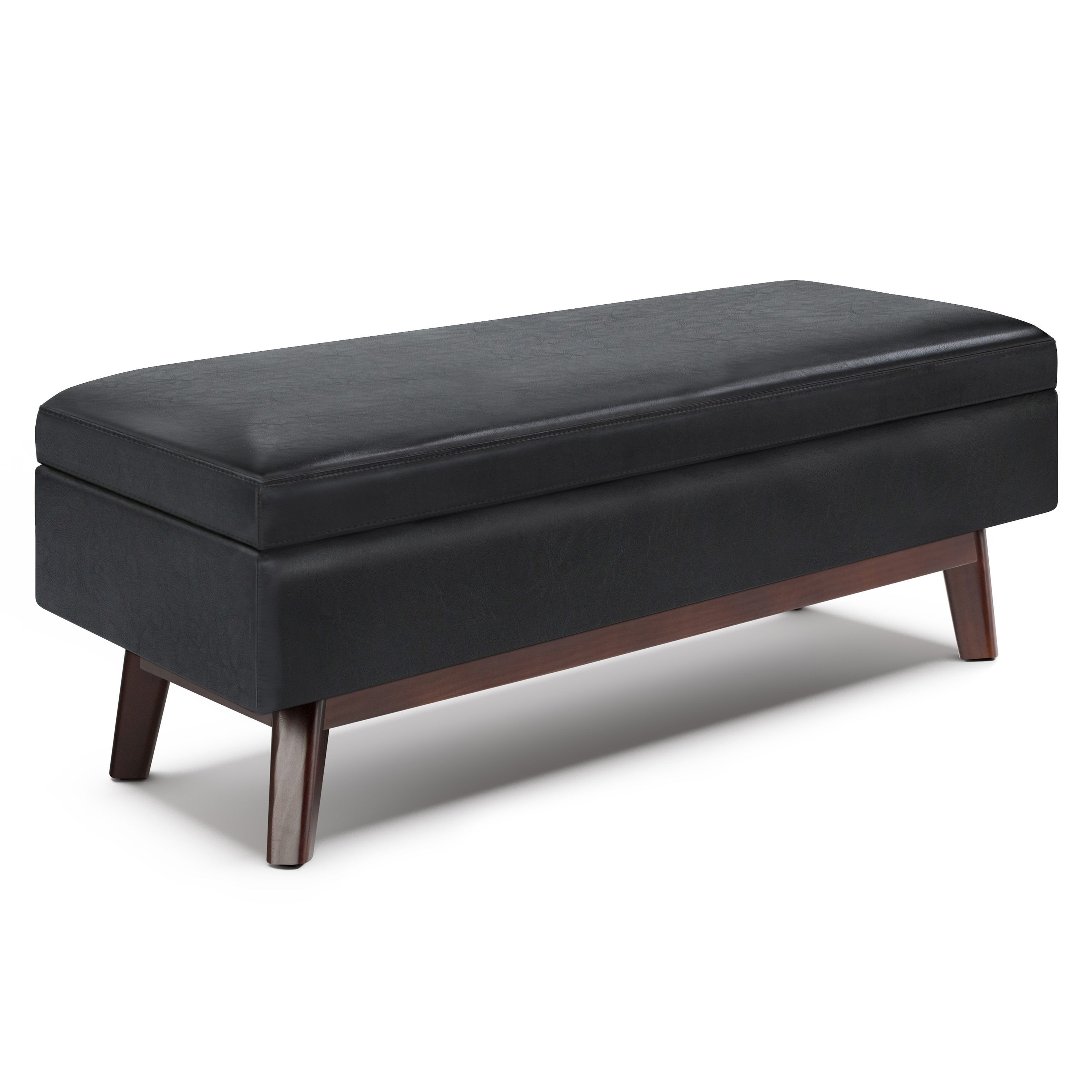 Owen Mid Century Modern Black Rubberwood Cocktail Ottoman