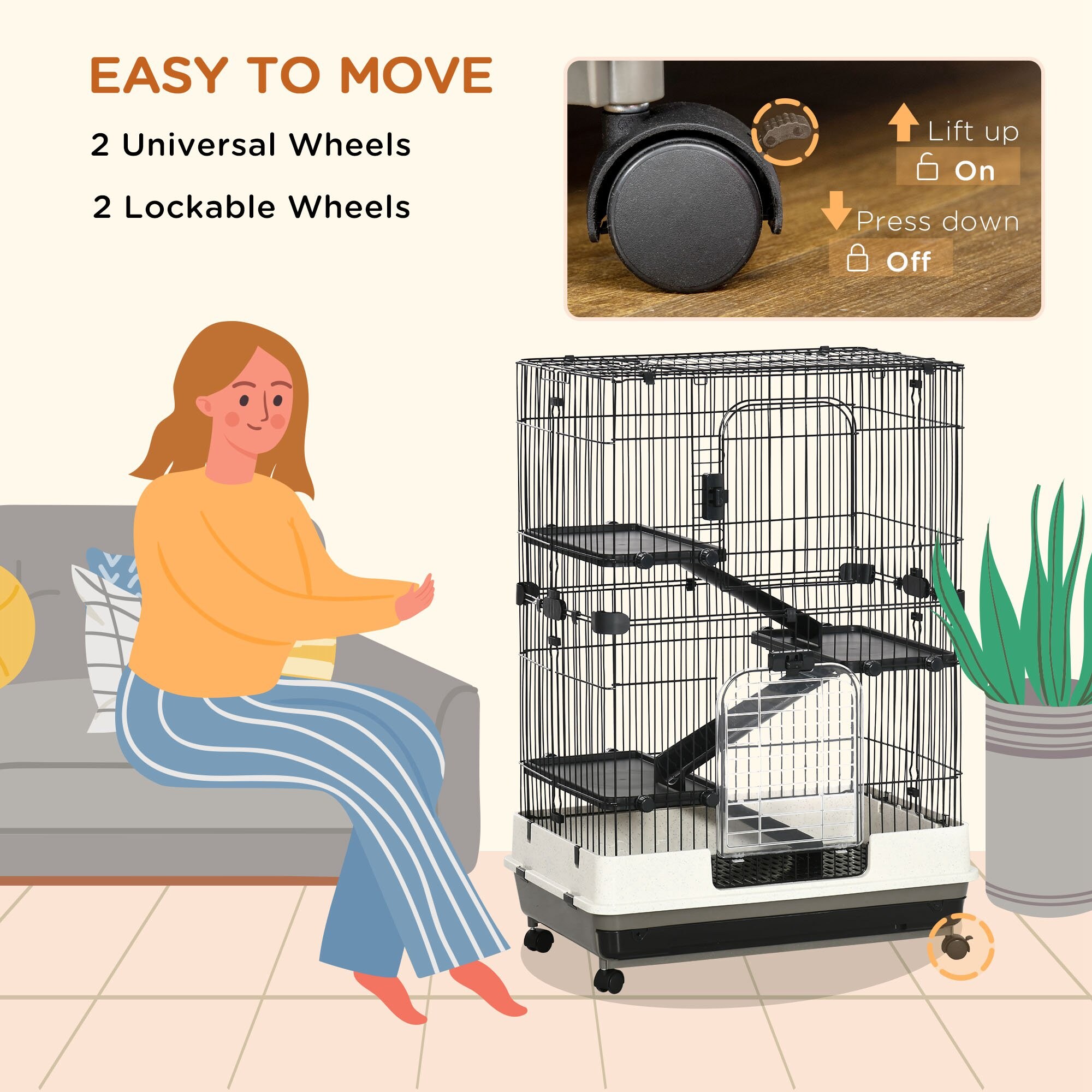 Bestcore 32-in 4-Level Small Animal Cage Rabbit Hutch with Lockable ...