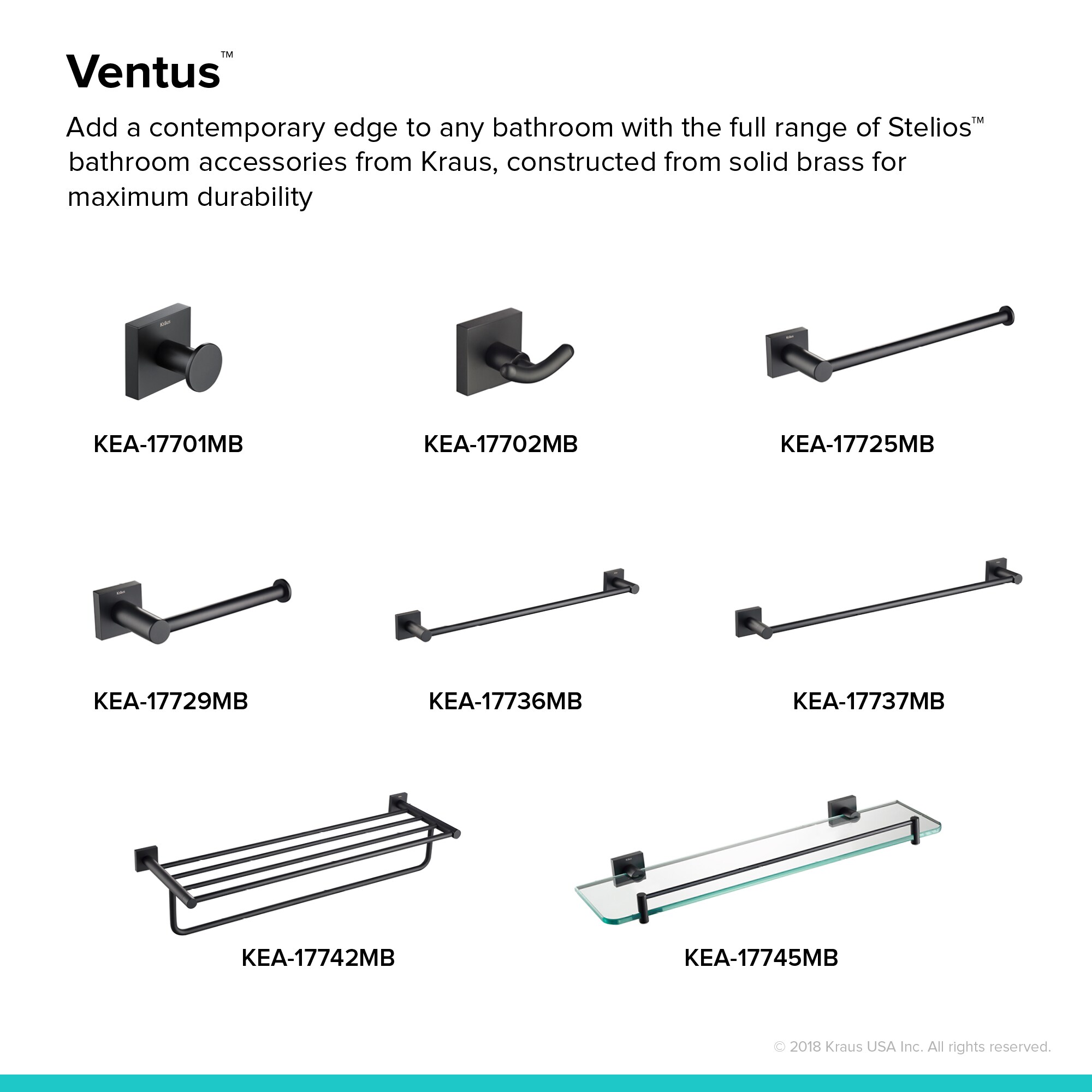 Matte Black Solid Brass Wall Mounted Towel Bar
