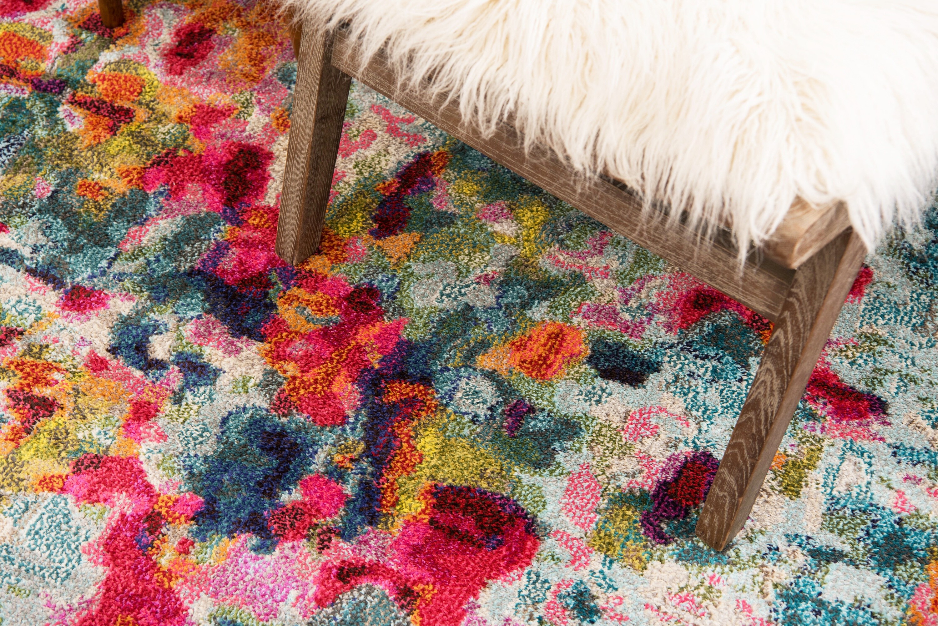 Unique Loom Champagne Chromatic 8 x 10 Multi/Blue Indoor Abstract  Bohemian/Eclectic Area Rug in the Rugs department at