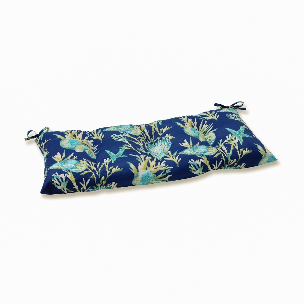 Pillow Perfect 592930 Daytrip Pacific 18.5-in x 44-in Blue Porch swing cushion