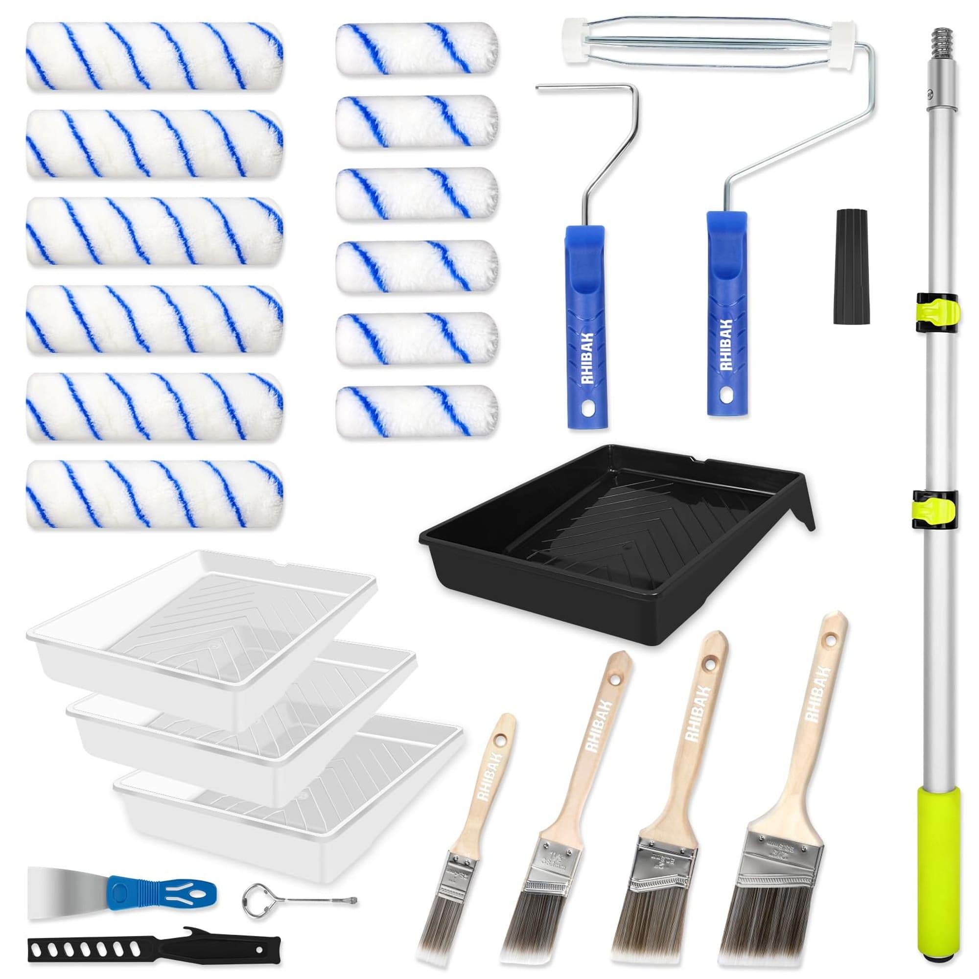 Wudkey Paint Roller 27 Piece Set with Extension Pole