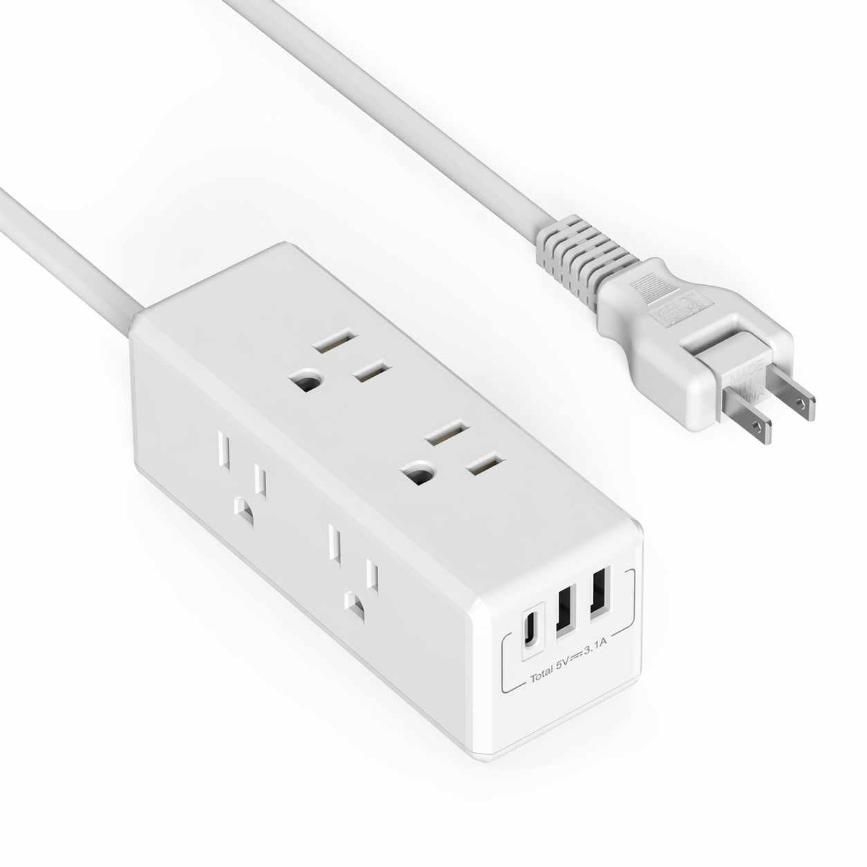 AOIZGMY  2 Prong Power Strip 2 Prong to 3 Prong Adapter 1440J Surge Protector 6 Outlets 3 USB Ports 5FT Extension Cord Swiveling Plug for Non