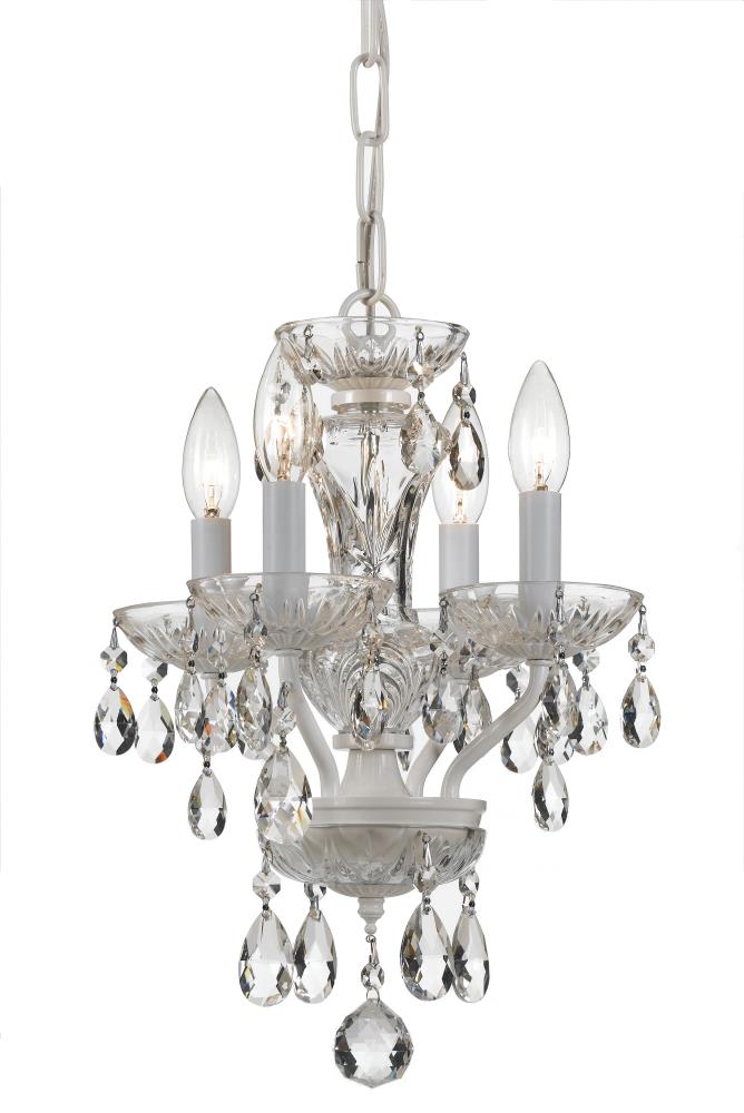Crystorama 5534-WW-CL-MWP Traditional Crystal 4 -Light Gloss White Traditional Crystal For Use in Bedrooms, Dining Rooms, Foyers, Kitchens, Living Rooms Chandelier