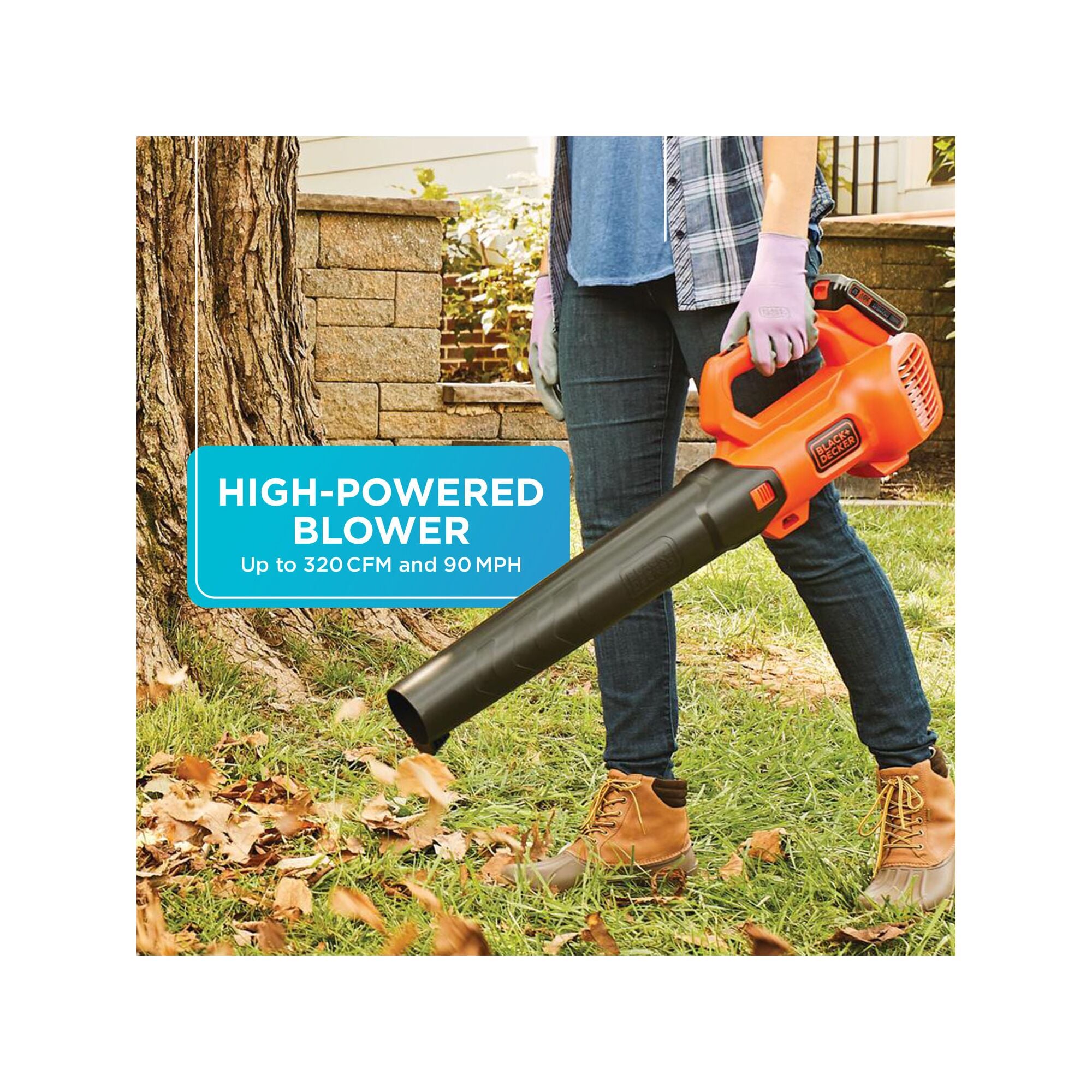 BLACK+DECKER 20V MAX Cordless Leaf Blower, 2-Speed, Up To 90 MPH, with  Battery and Charger (BCBL700D1)