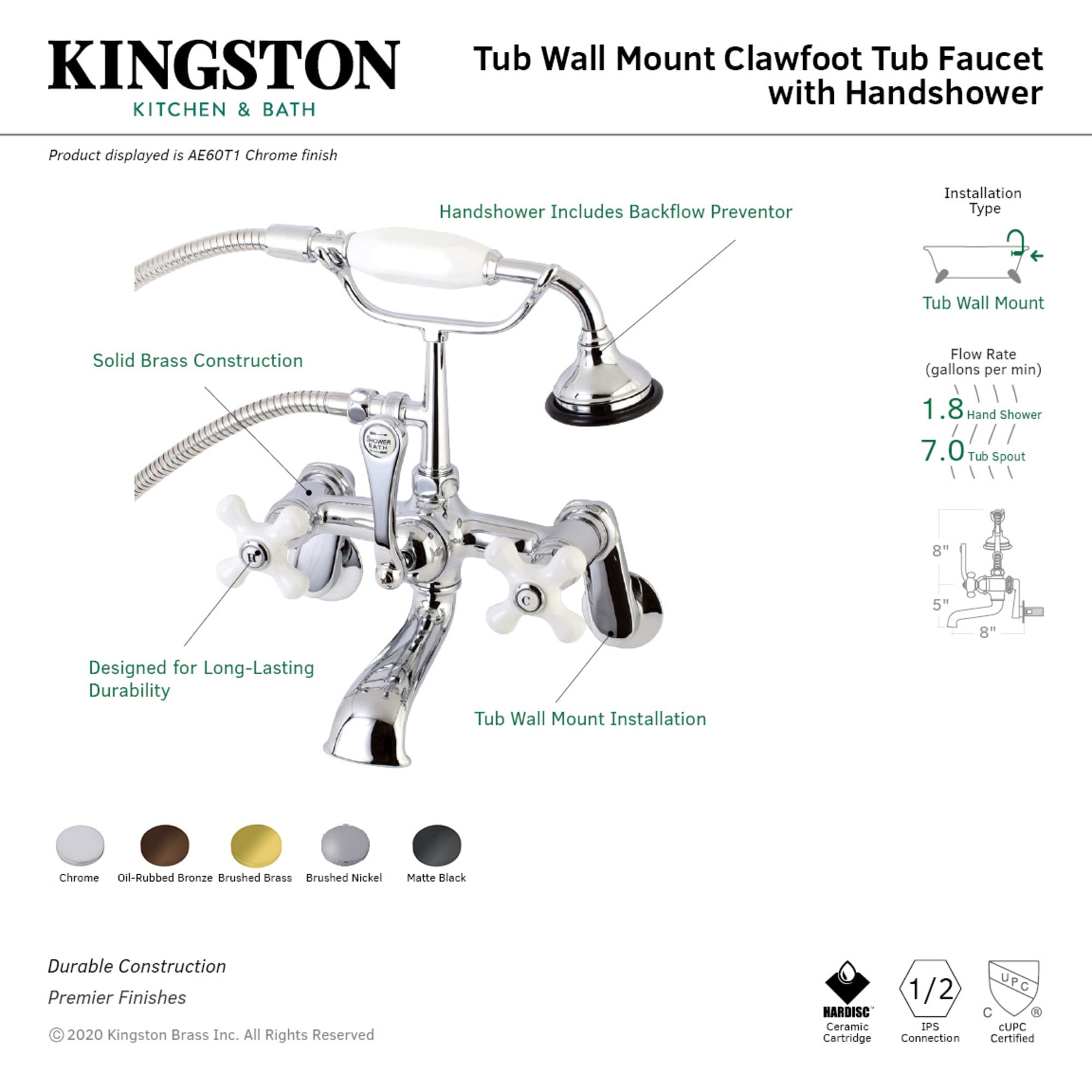 Kingston Brass WLAE59T8 Roman-Tub-Faucets - View #3