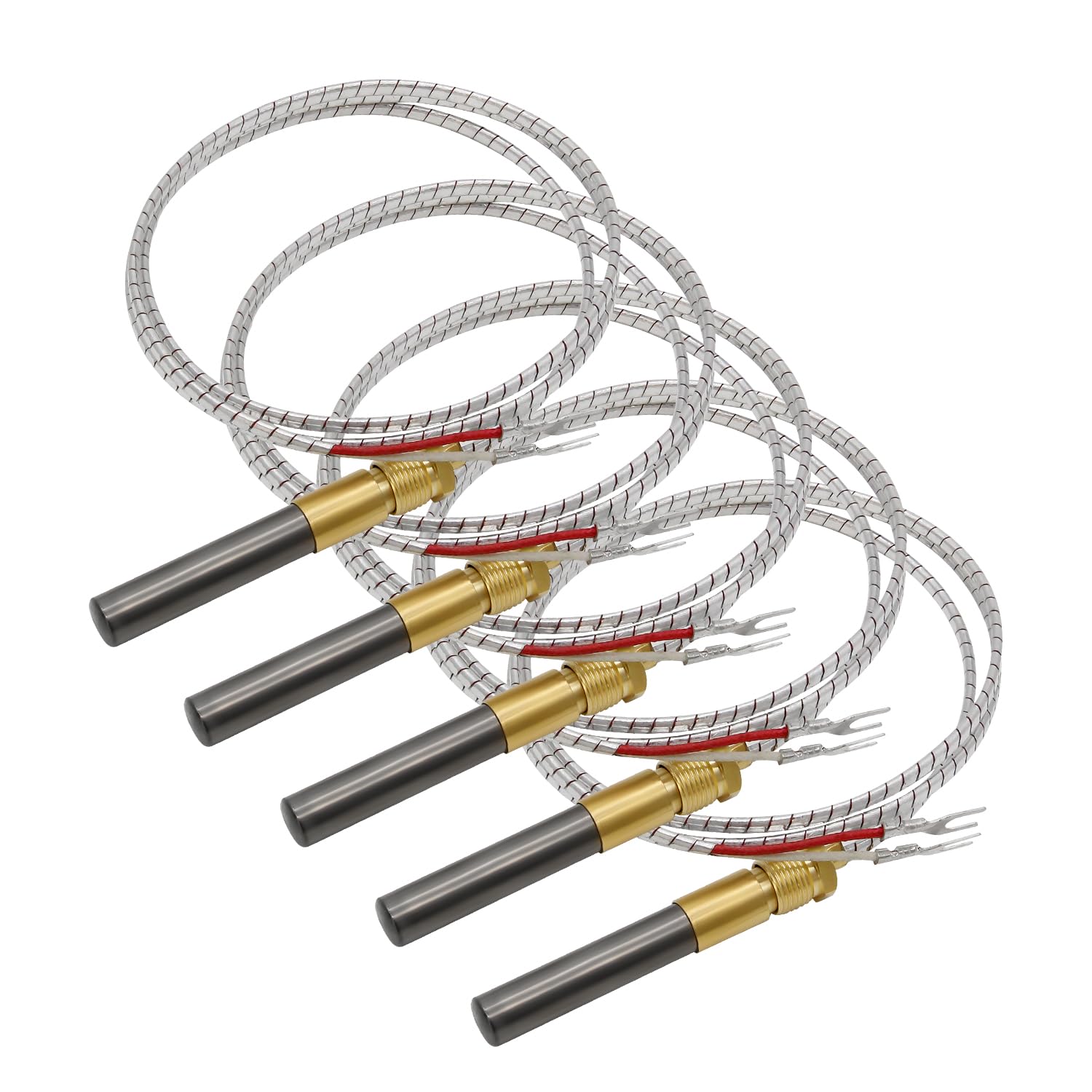 Afoxsos 24 in Thermopile Generator 5 Pack High Temperature Resistance for Gas Water Heater Fireplace Gas Fryer Oven Pilot Assembly #LAF0820F202