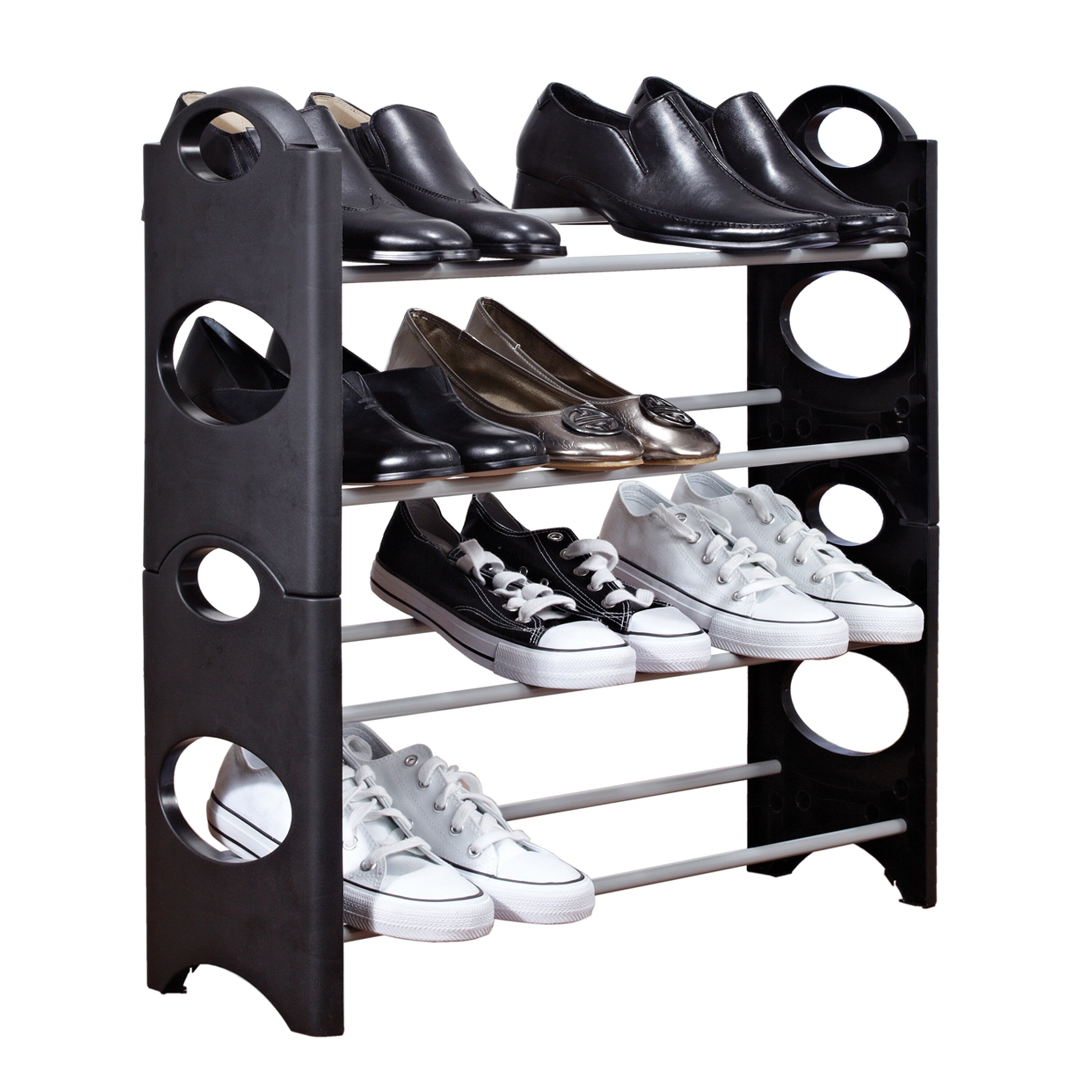 Simplify Black Metal 4-Tier Stackable Shoe Rack - 12 Pair Shoe Storage  Organizer with Snap-Lock Frame - Freestanding Shoe Caddy Rack in the Shoe  Storage department at
