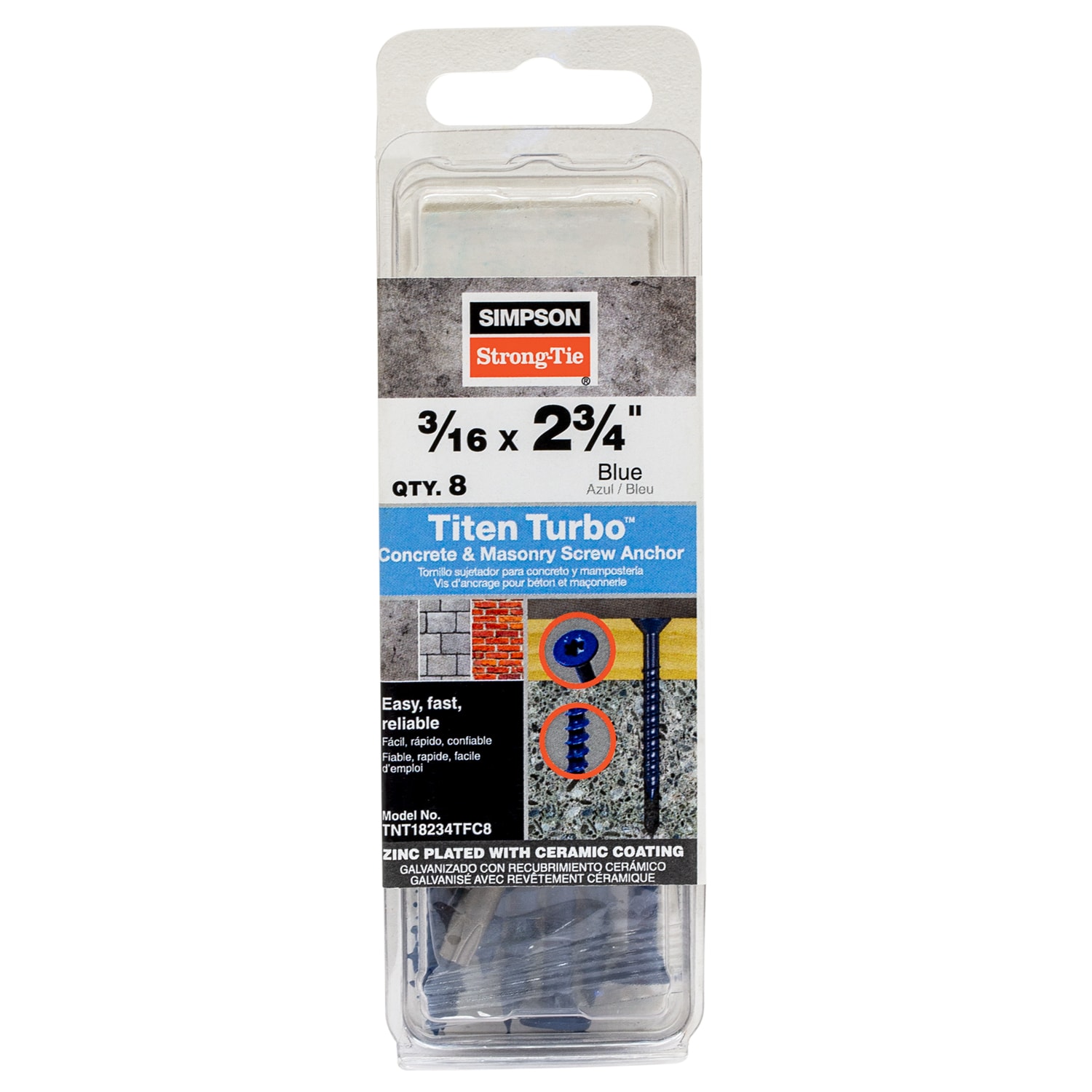 Simpson Strong-Tie TNT18234TFC8 3/16-in x 2-3/4-in Concrete Anchors 8 -Pack