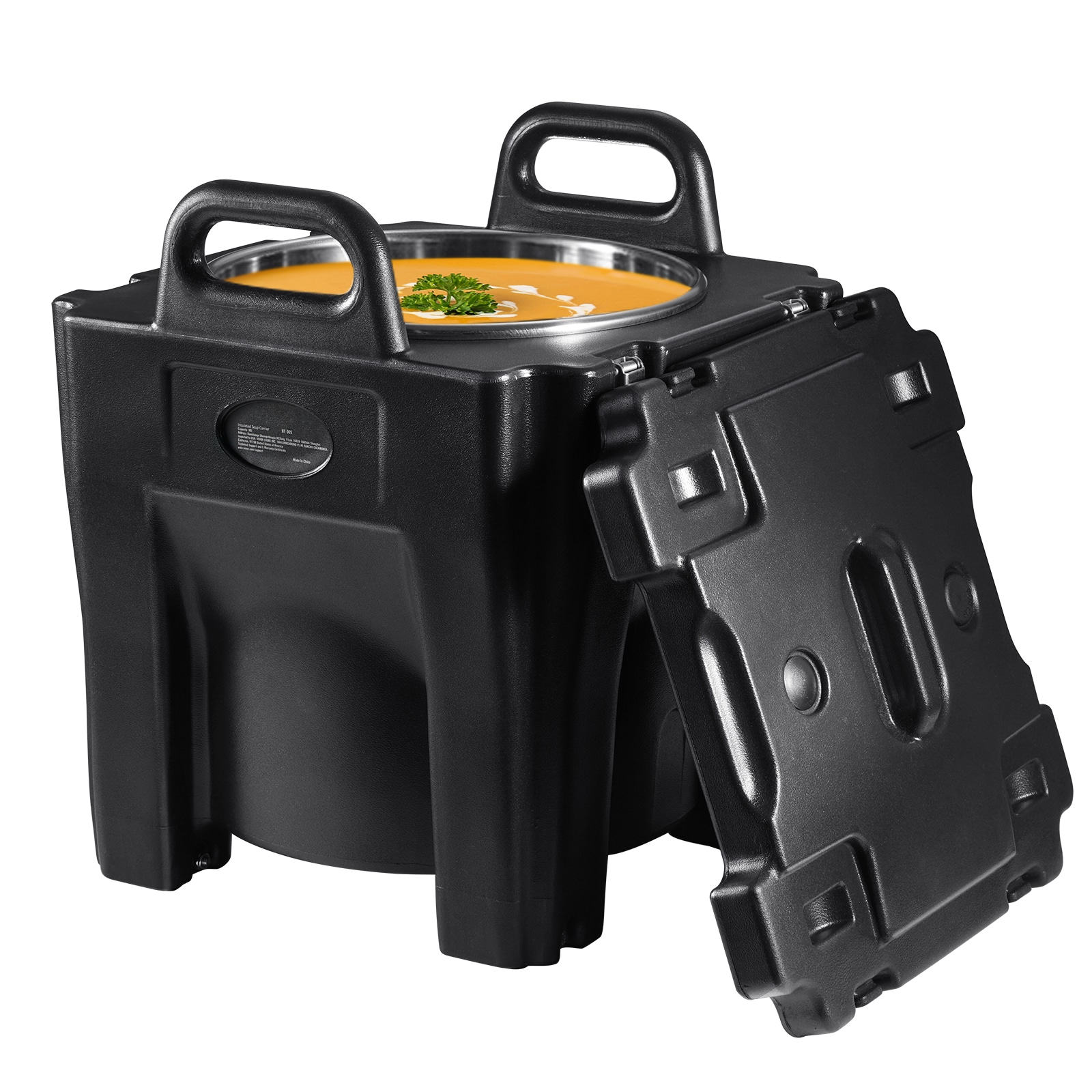 VEVOR SCSPBWXHSBWT02516V0 Insulated Food Carrier 32Qt Capacity Stackable Catering Hot Box with Stainless Steel Barrel Top Load LLDPE Food Warmer with Integral Handles Buckles Stationary Base for Restaurant Canteen B