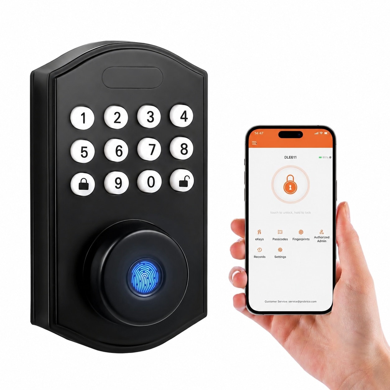 Anqtovp Fingerprint Smart Door Lock Electronic Keypad Deadbolt Lock Keyless Entry with APP Control Auto Lock Black durable home and garden #LAN0813N264