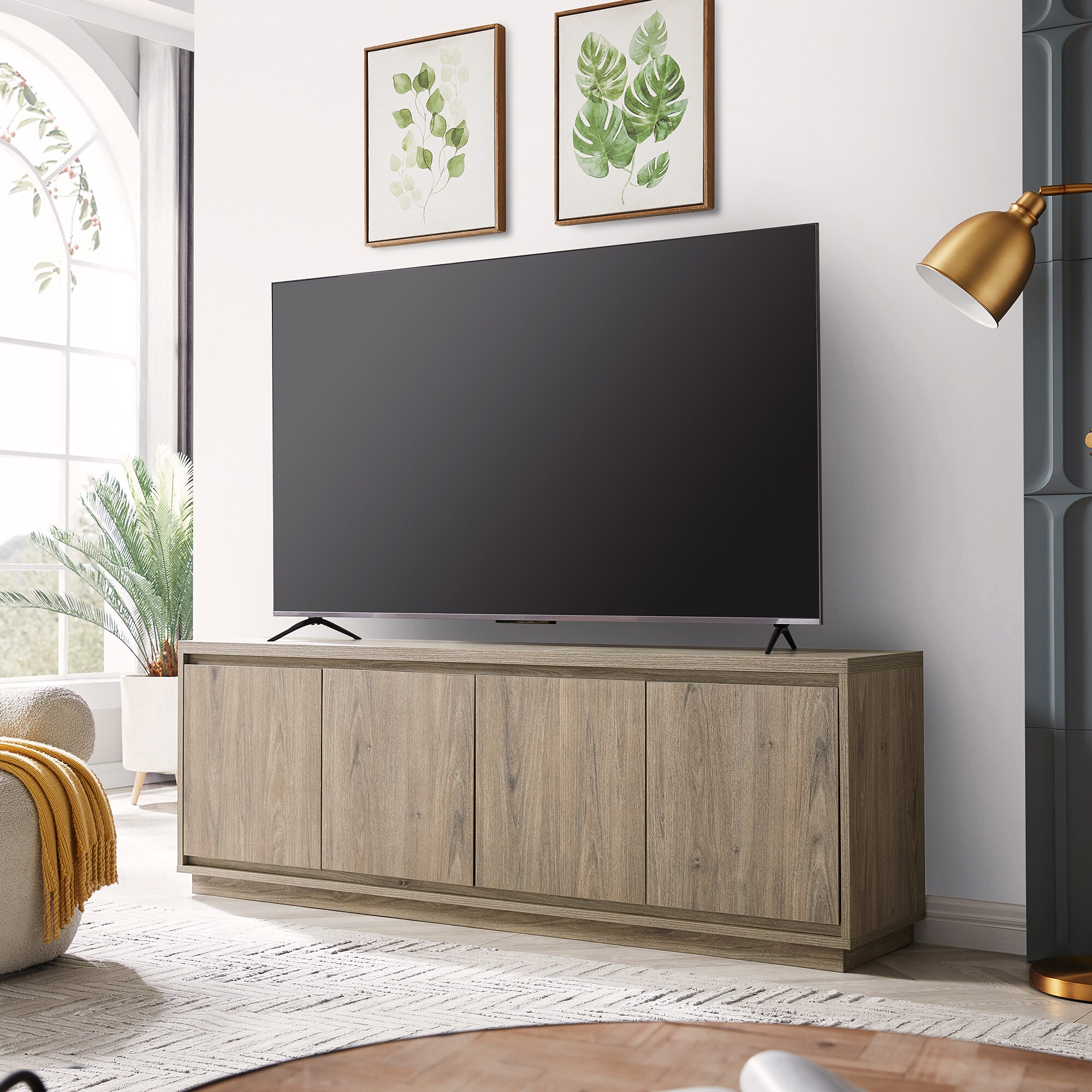 Grey oak tv stand discount
