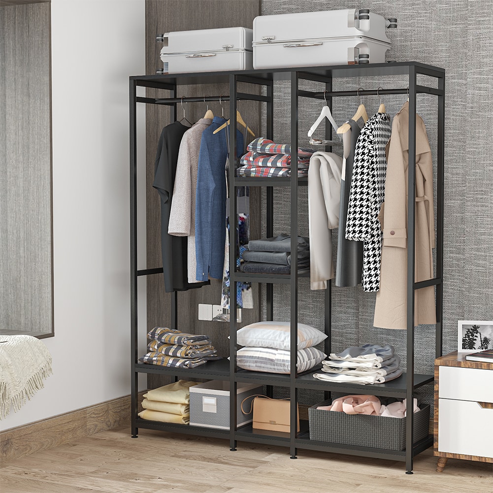 Tribesigns Hoga-F1470 1.31-ft to 1.31-ft W x 5.9-ft H Black Solid Shelving  Wood Closet System in the Wood Closet Kits department at