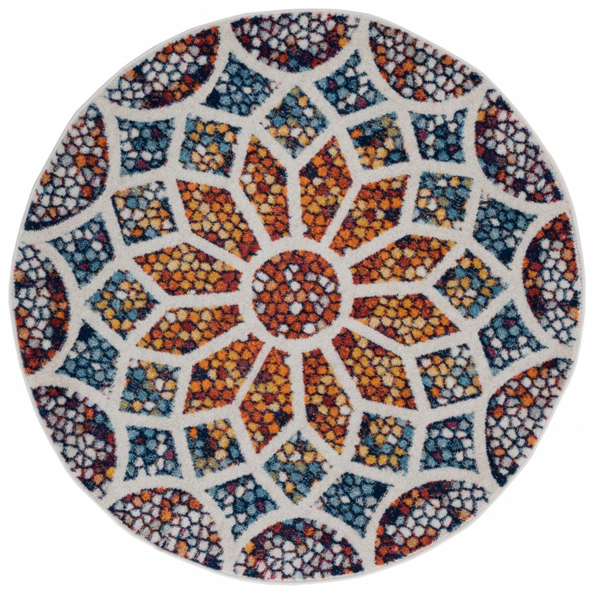HomeRoots 4000395862 7 x 7 (ft) Polypropylene Ivory Round Indoor Area rug