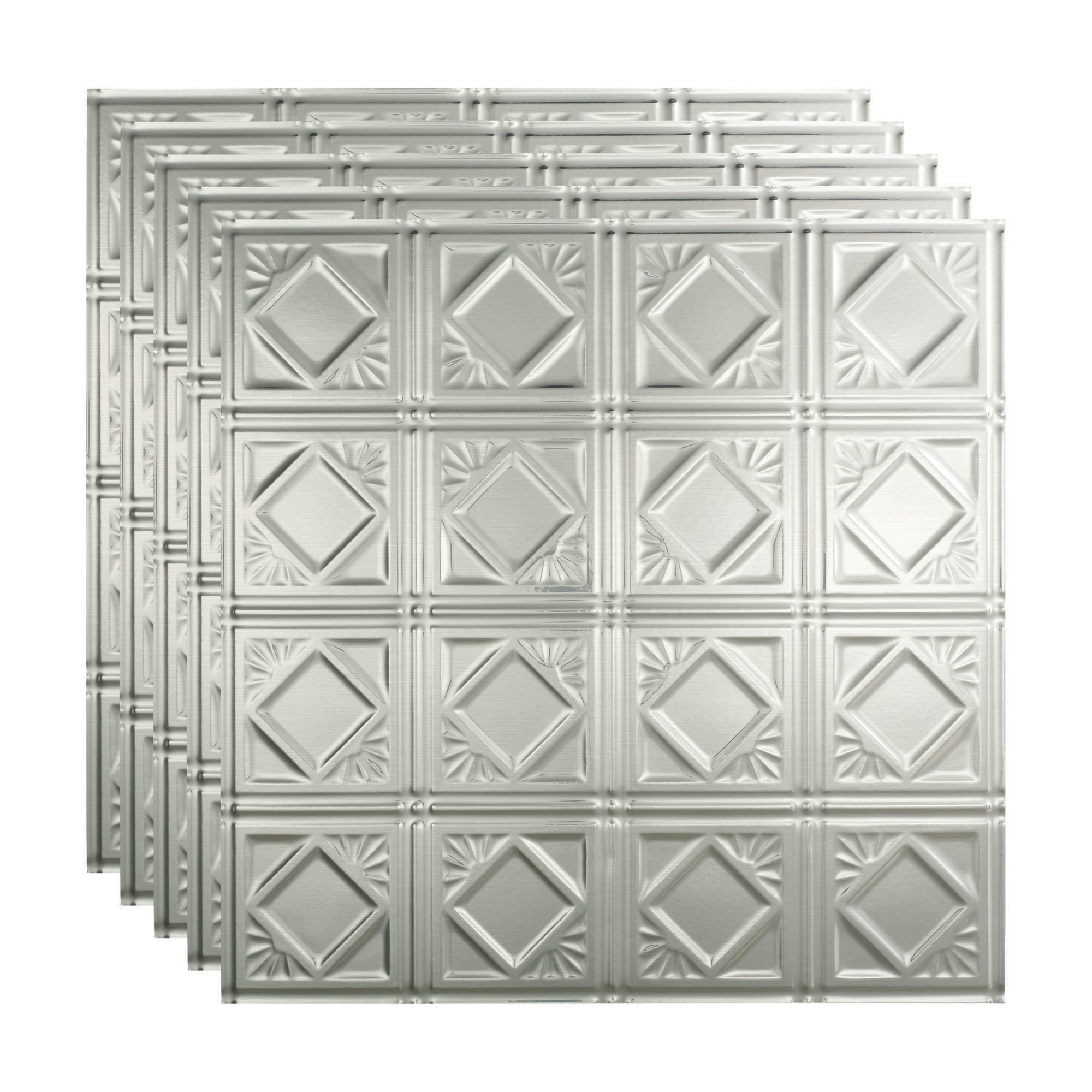 Fasade PL5508 2-ft x 2-ft Traditional 4 Brushed Aluminum PVC Drop Ceiling Tile ( 5 -Pack, 20-Sq. Feet / Case )