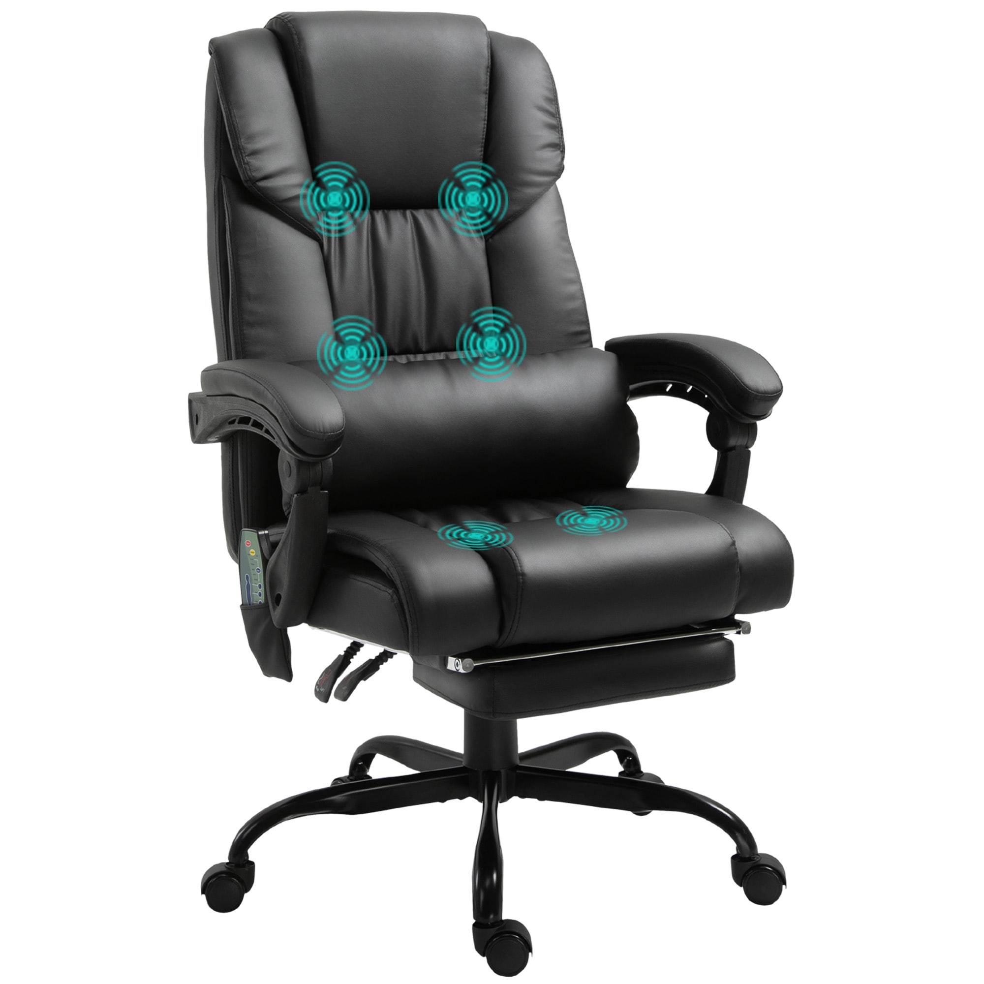 Vinsetto  High Back Vibration Massage Office Chair Heated Reclining PU Leather Computer Chair with Adjustable Height and Remote Black