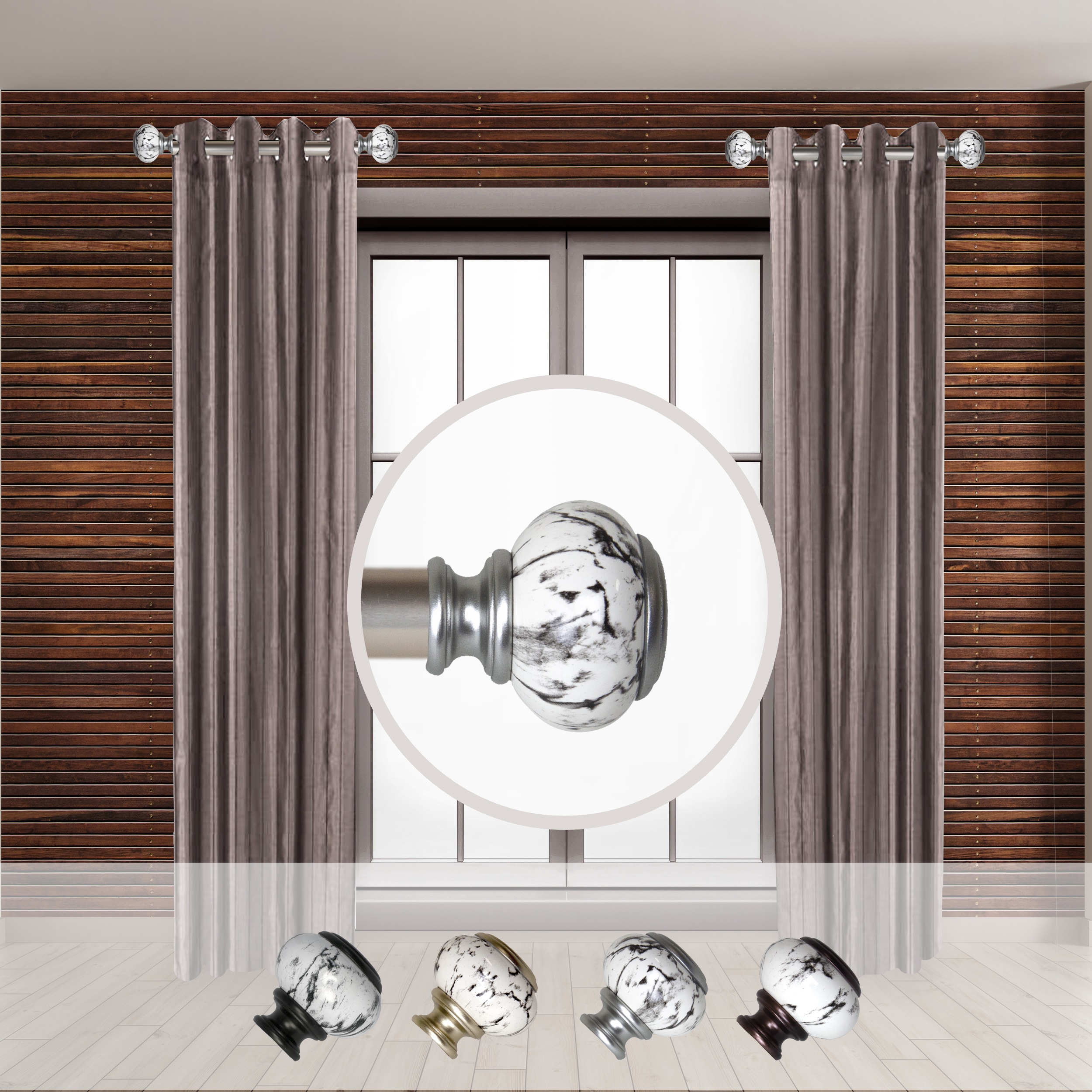 Hart & Harlow LO-SIDE100-51-5 Humberto 1-in 12-in to 20-in Satin Nickel Steel Side curtain rod with Finials