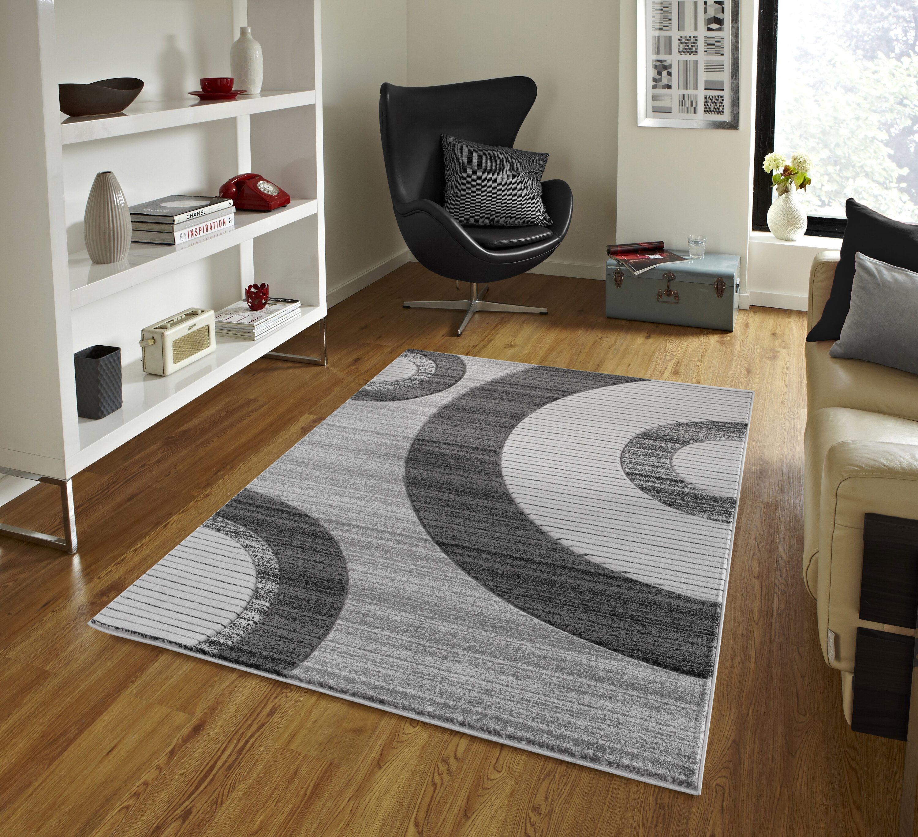 MDA Rugs GM44811 Glamour 8 x 11 (ft) Polypropylene Gray/Black Rectangular Indoor Geometric Area rug