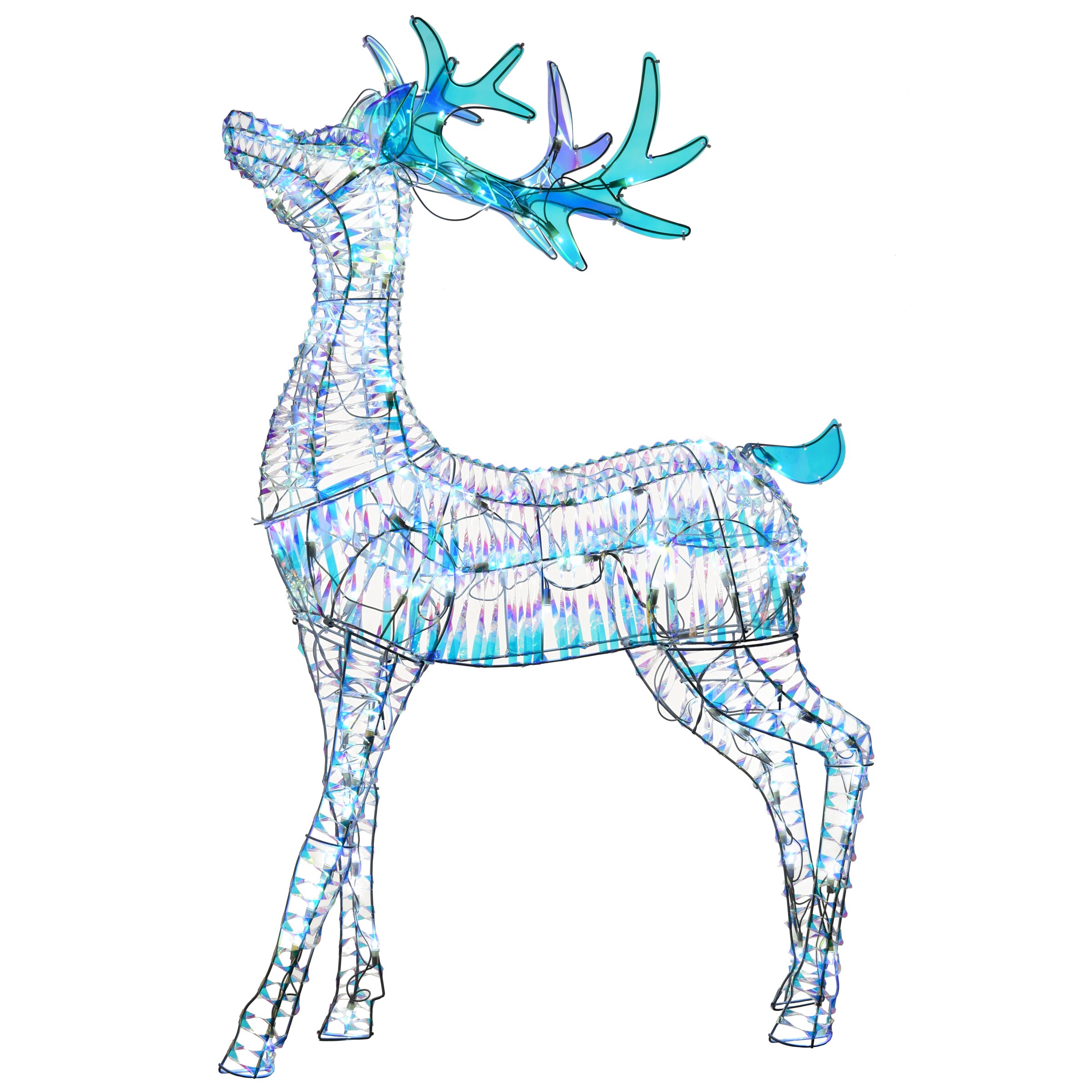 LuxenHome 55.12-in Reindeer Yard Decoration with White LED Lights