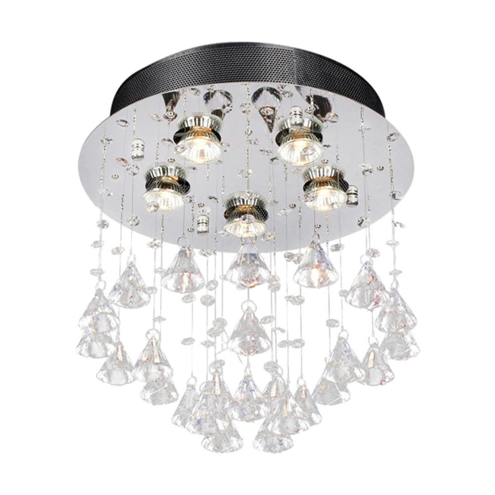 Home Accessories Inc RL6044 Crystal 5 -Light 14.0-in Chrome Flush Mount Light