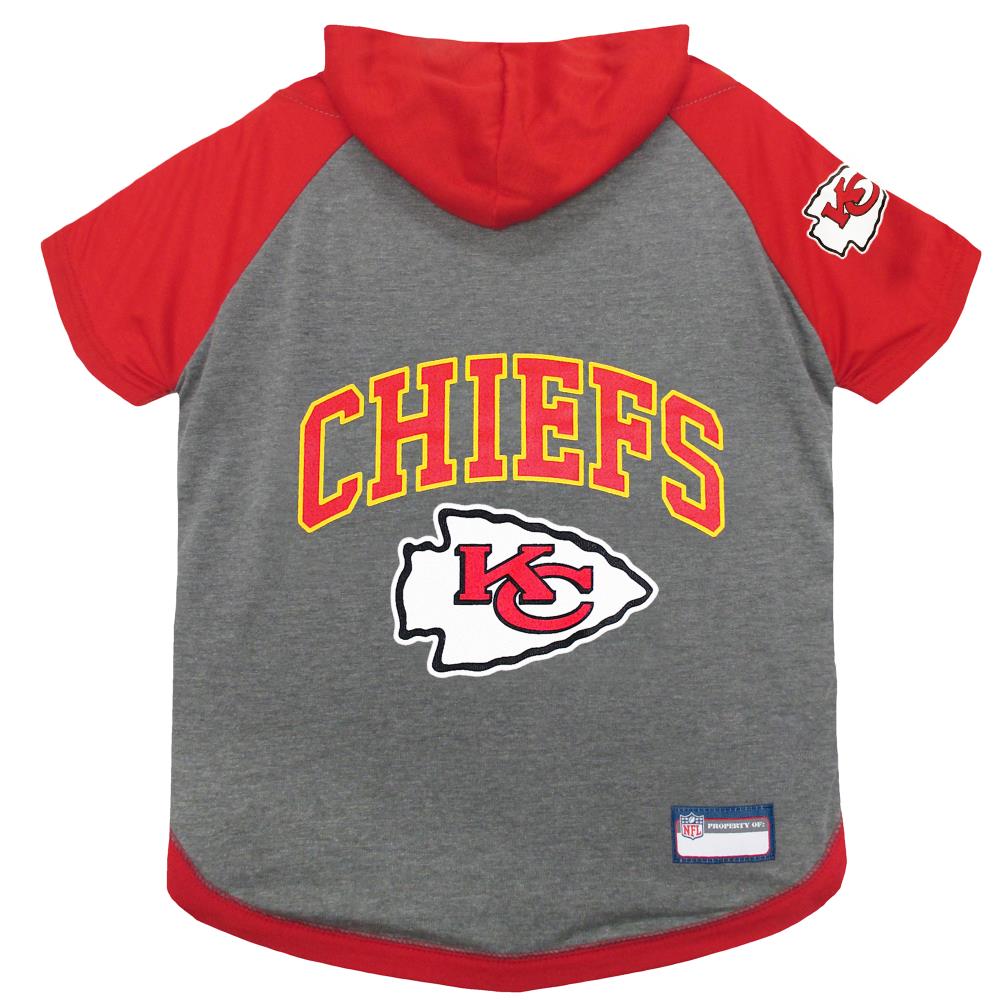 Pets First Kansas City Chiefs Hoodie Tee Shirt LG | Unisex | 100% Cotton | Gray | NFL Pet Clothing | Officially Licensed | Machine Washable -  KCC-4044-MD