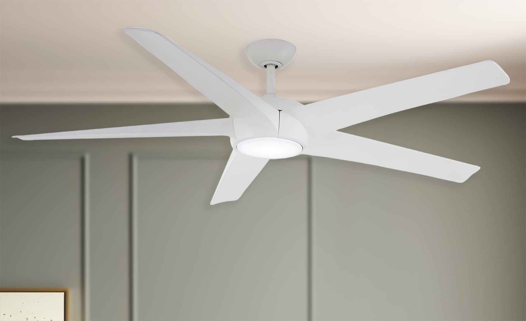 Minka Aire F767L-WHF Skymaster 64-in Flat White with Flat White Blades Ceiling Fan With Light - Remote Included ( 5 -Blade )