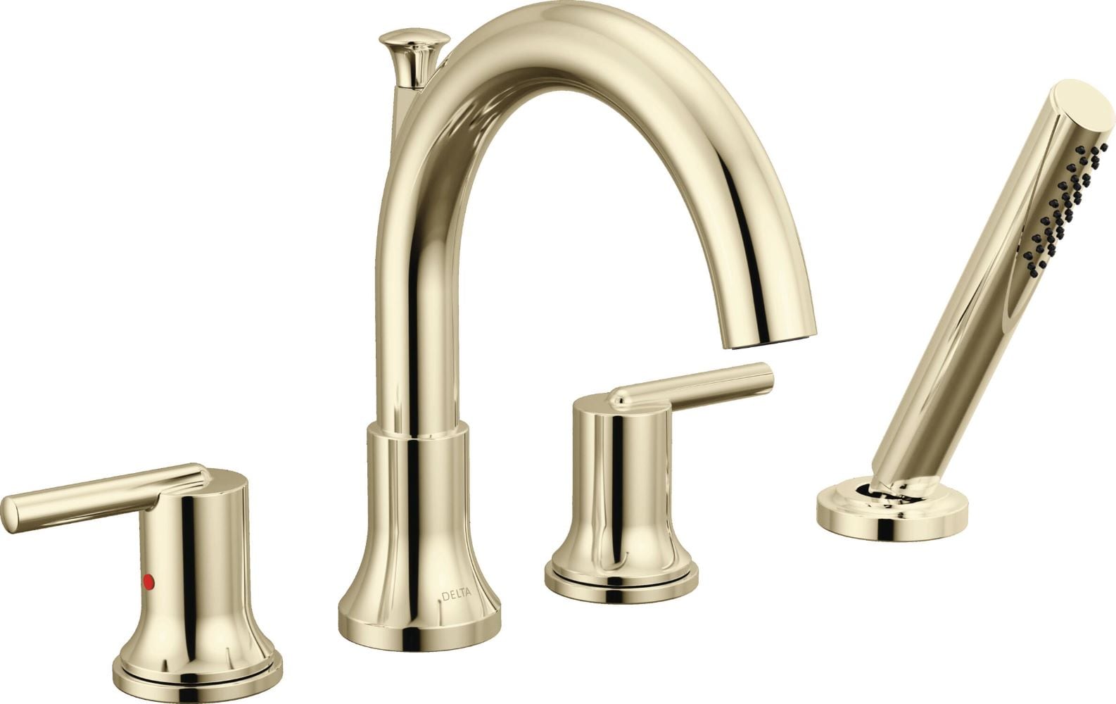 Delta T4759-PN Trinsic Polished Nickel 2-handle Deck-mount Roman High-arc Bathtub Faucet with Hand Shower
