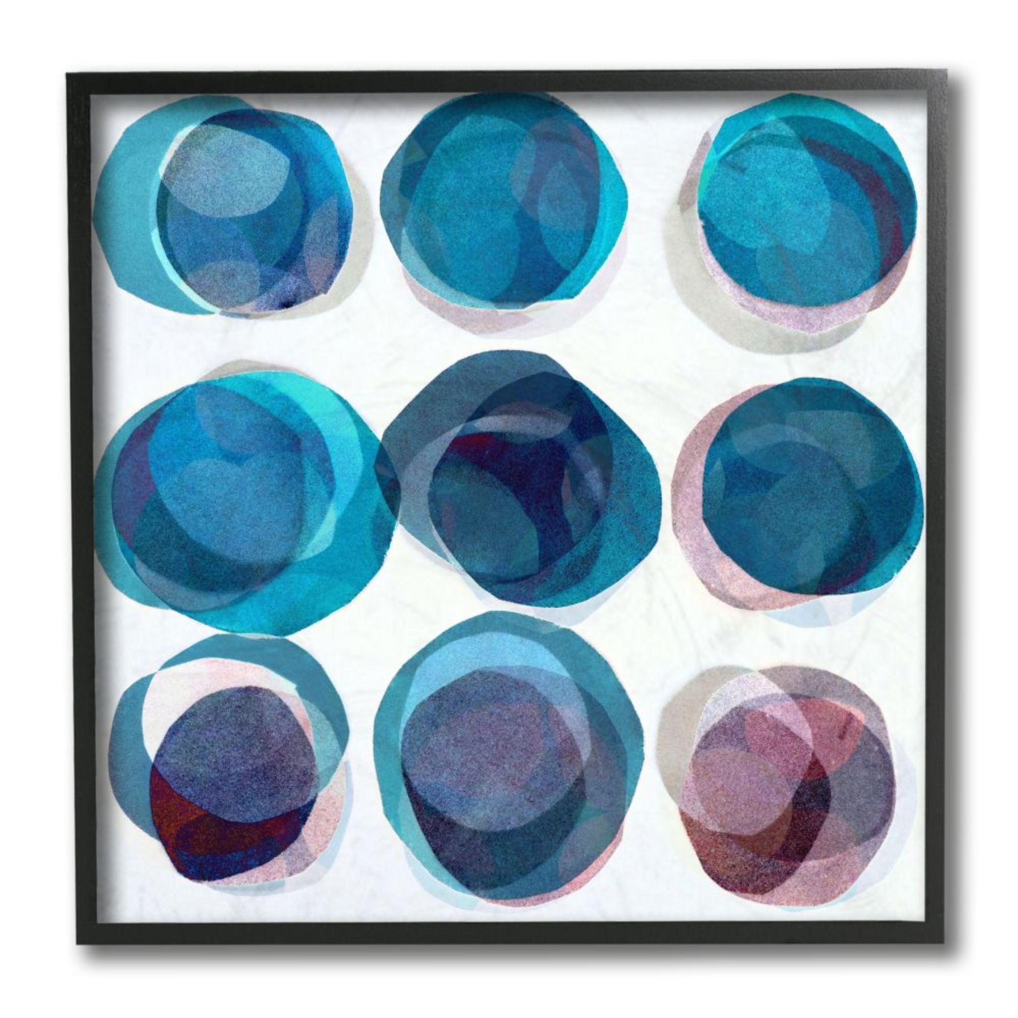 Stupell Industries AC-366-FR-12X12 Layered Opaque Circular Pattern Blue White Pink Lisa Zinner Framed 12-in H x 12-in W Abstract Print