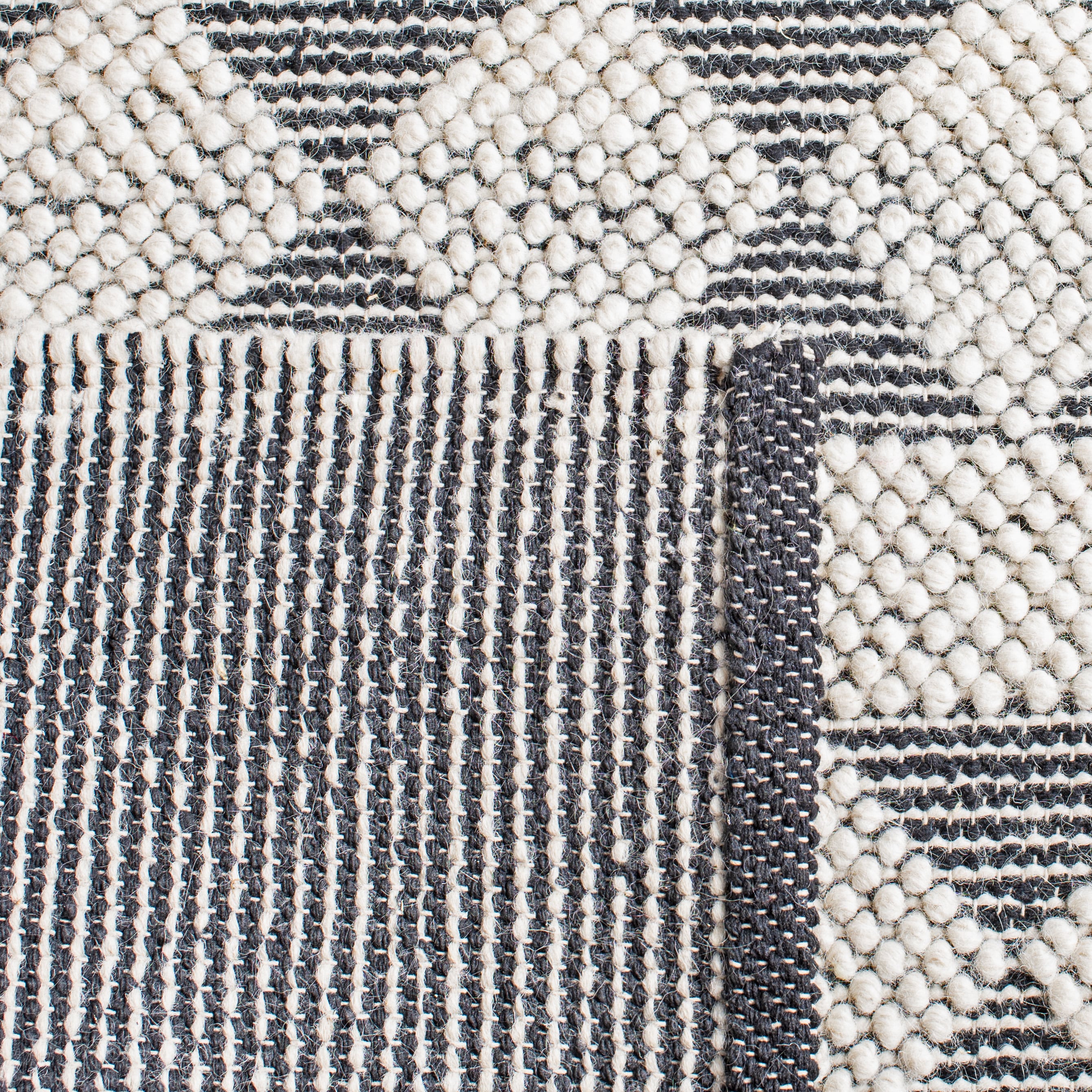 Natura 6' x 6' Black and Ivory Wool Square Area Rug