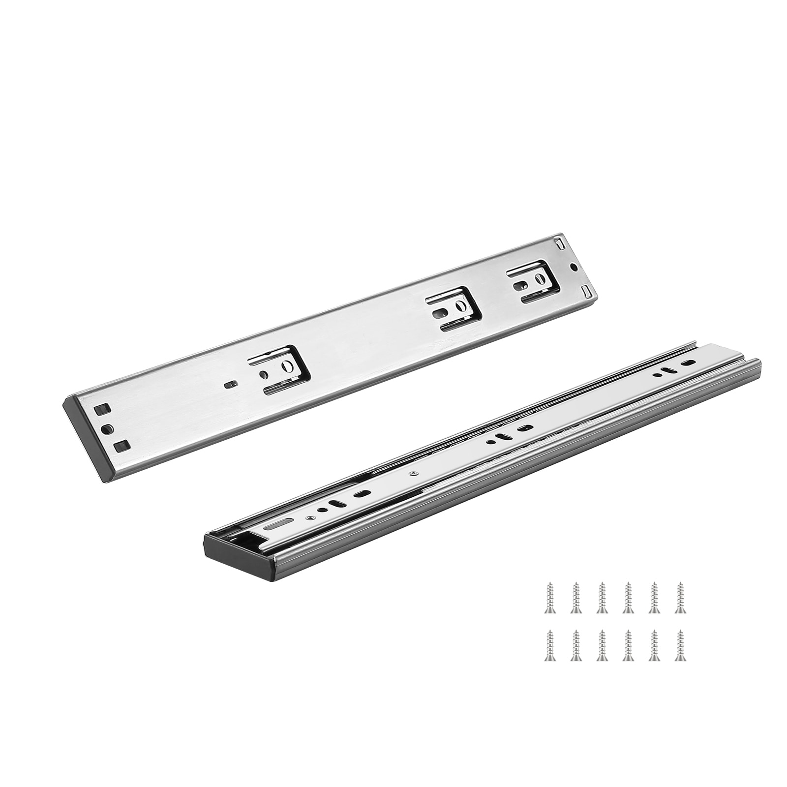 VEVOR CZCJCTDG100LCQ258V0 15.87-in Full extension Soft Close Side Mount Ball bearing 100-lb Load Capacity Heavy Duty Silver Drawer Slide 6 -Pair