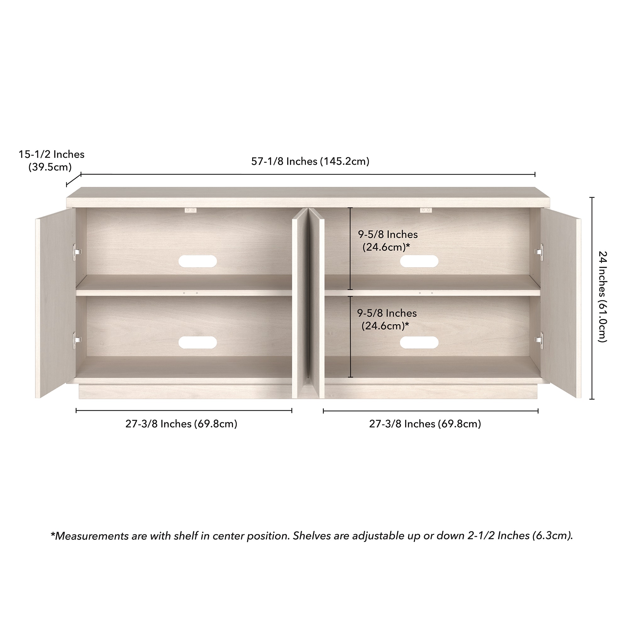 Alder White 57" Modern TV Stand with Cabinet