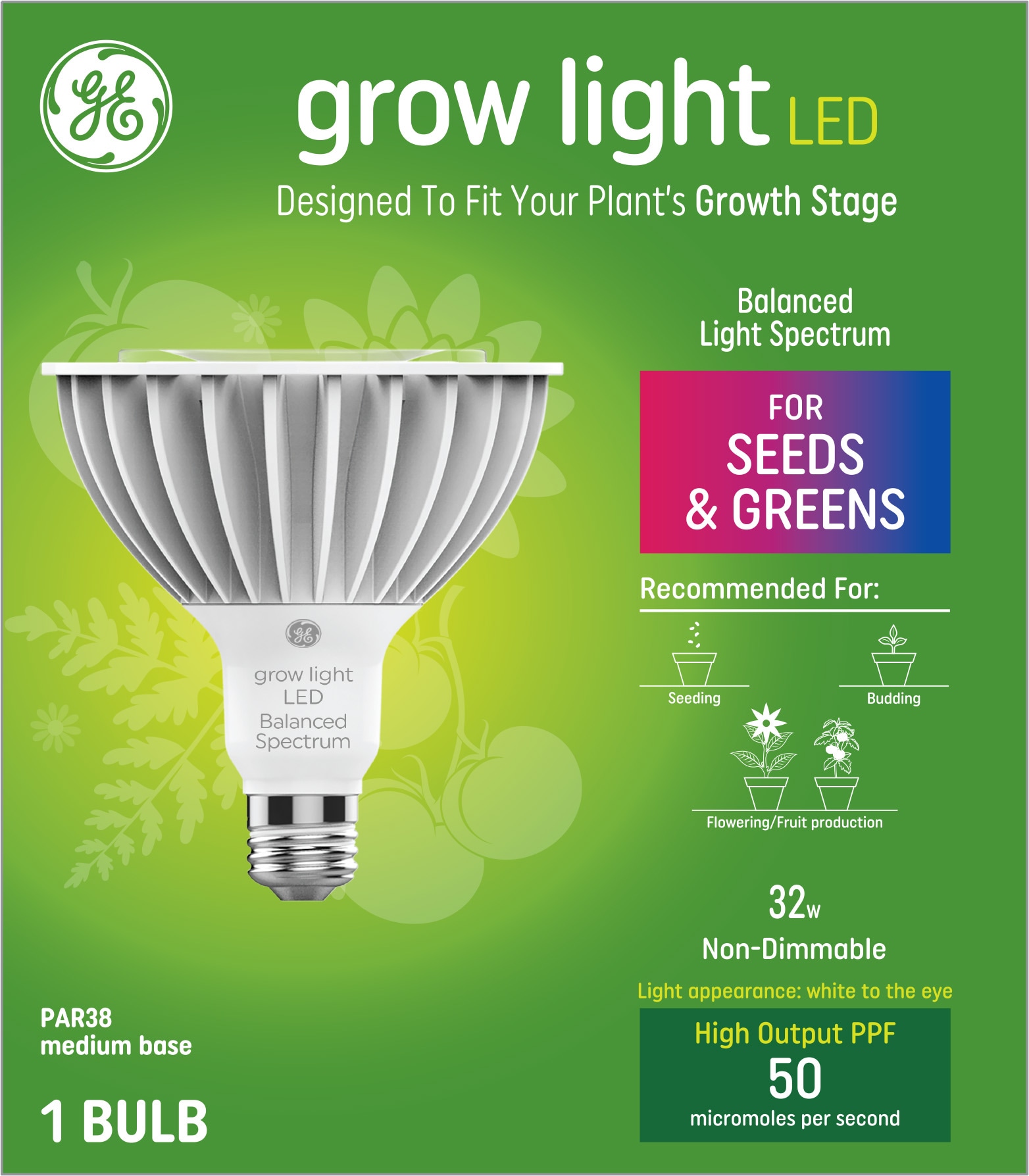 GE 32-Watt (250-Watt EQ) LED Grow Light Bulb in the Grow Bulbs department Lowes.com