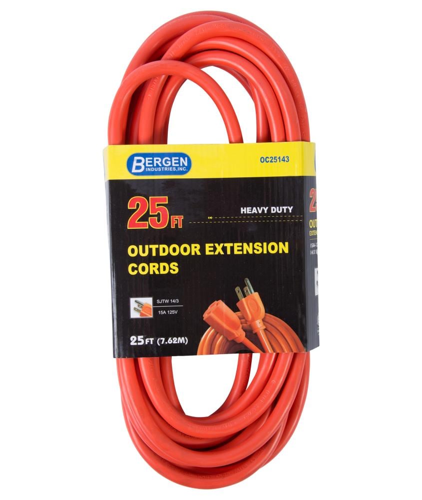 Bergen Industries OC25143 25-ft 14 / 3 3 Prong Orange Indoor/Outdoor SJTW Heavy Duty General Extension Cord