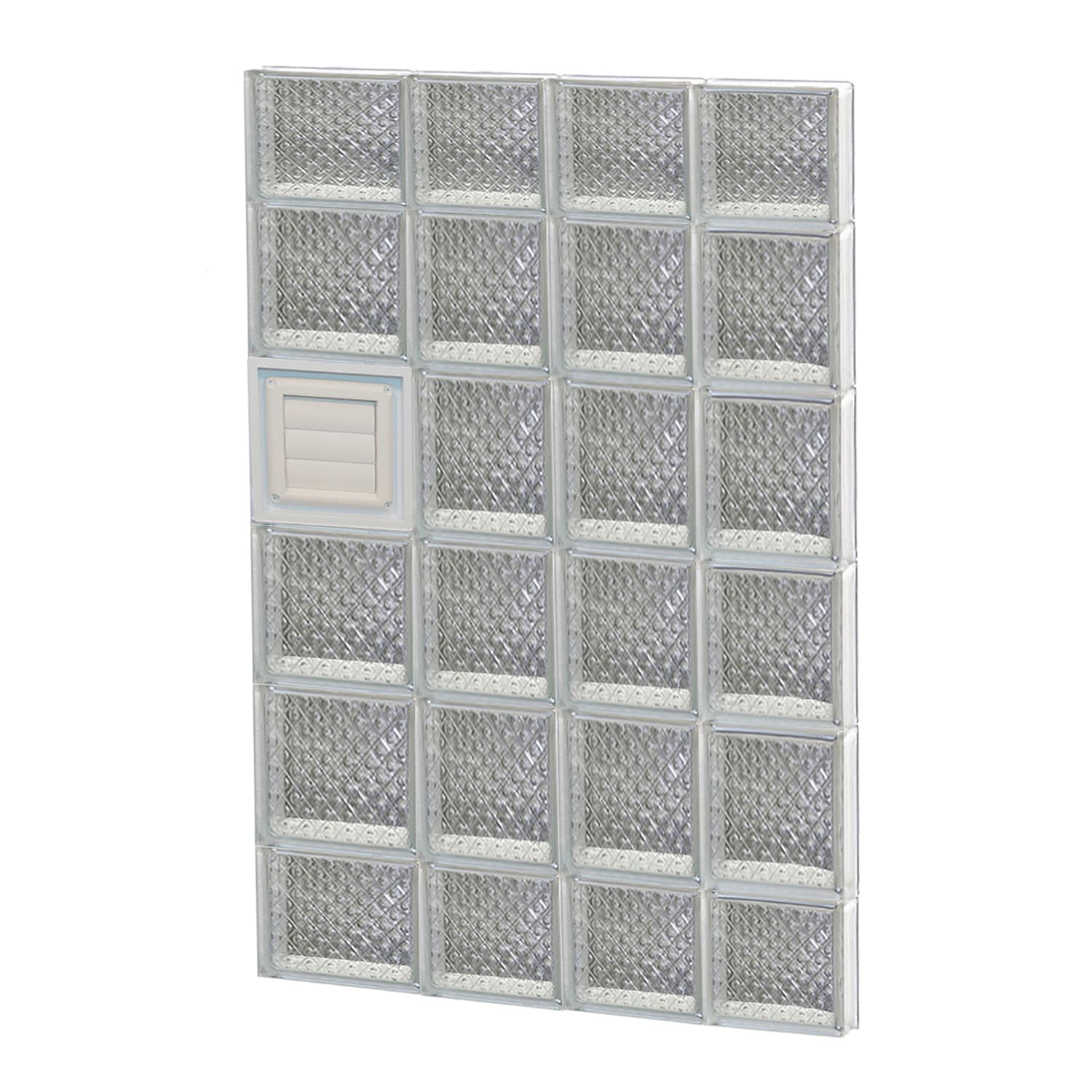 REDI2SET D2644DP Diamond Glass 25-in x 42-1/2-in Frameless Replacement Dryer vent Glass Block Window