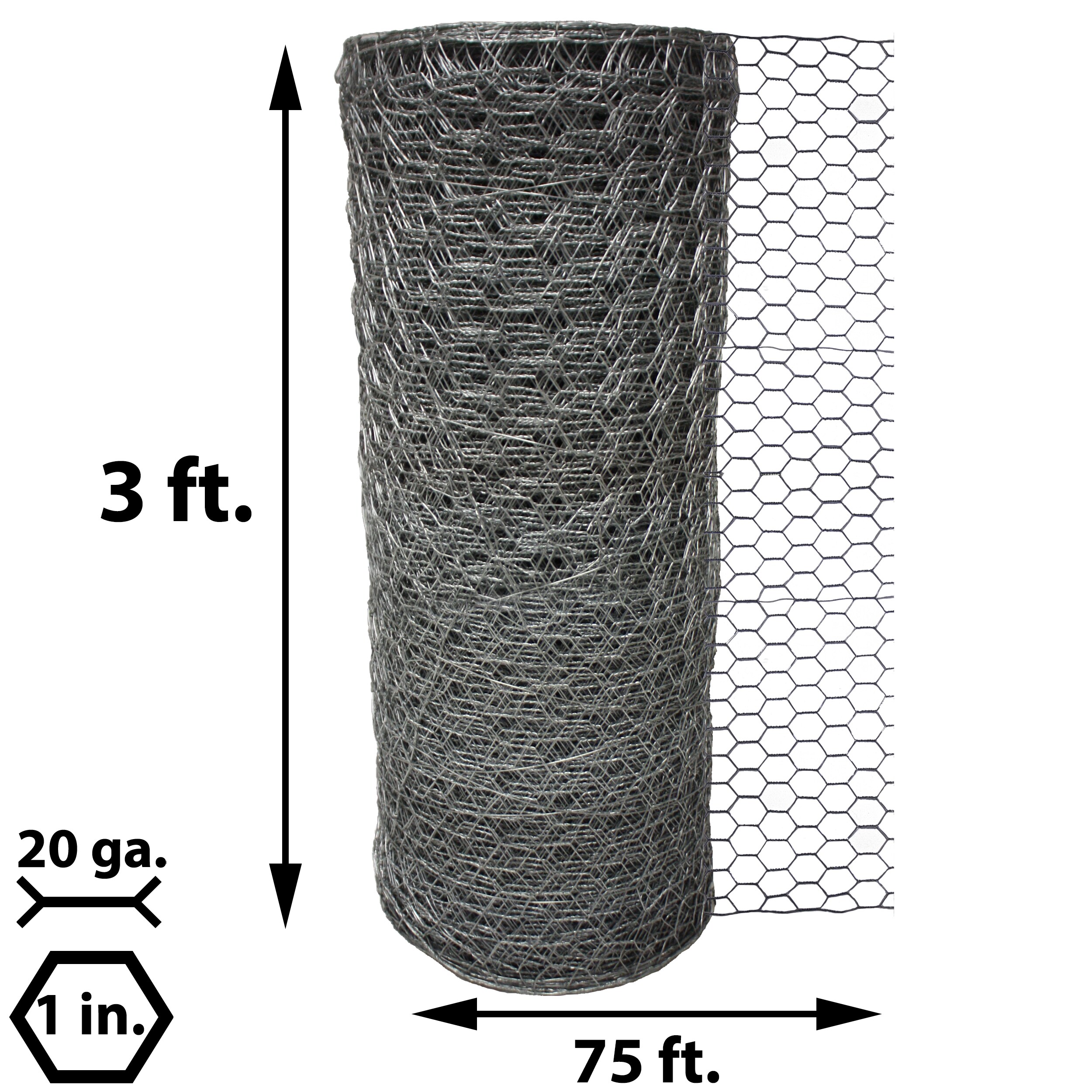 Acorn International 3-ft 20-Gauge Silver Galvanized Steel Chicken Wire Rolled Fencing with Mesh Size 1-in