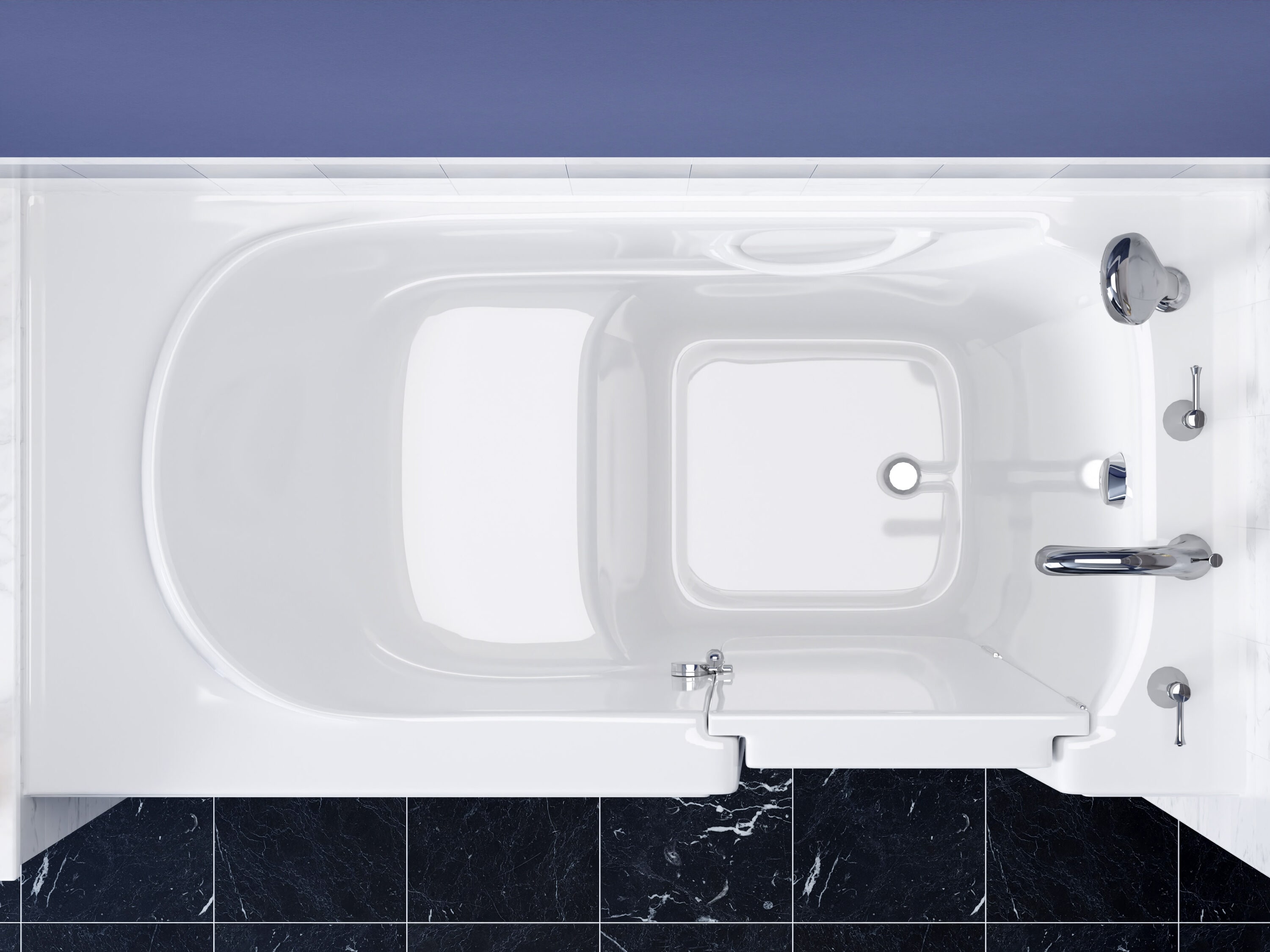 White Rectangular Fiberglass Walk-In Whirlpool & Air Tub