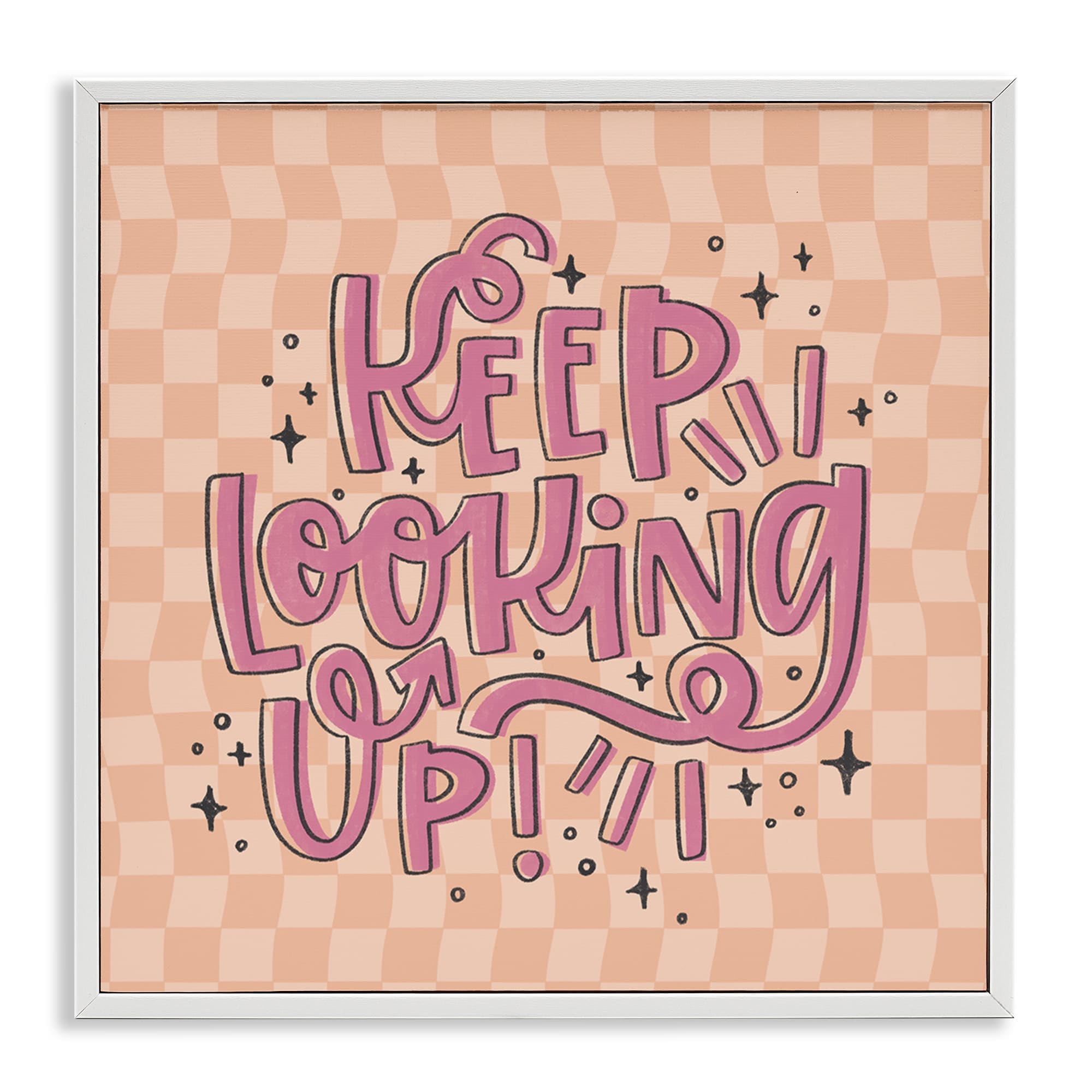 Stupell Industries BT-423-WFR-24X24 Keep Looking Up on Checkered Framed Giclee design by Sarah Hickman