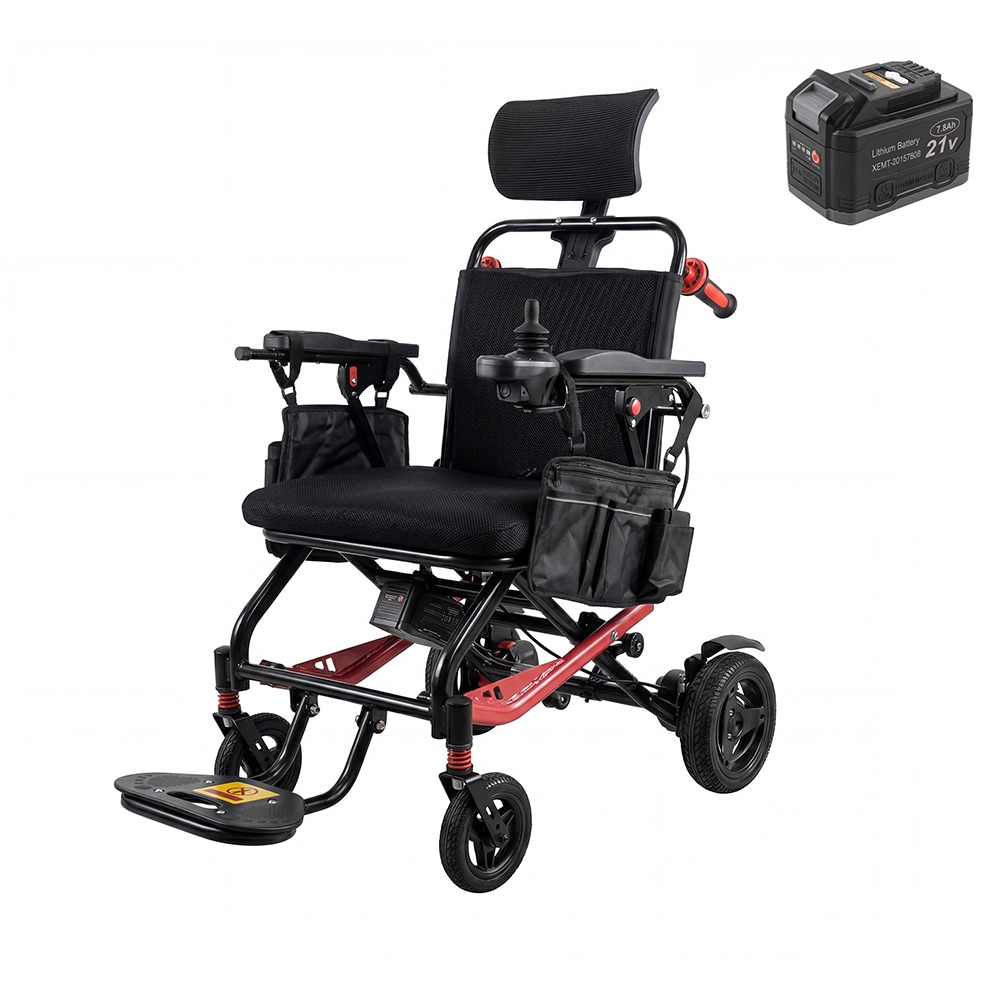 Famapy -  Folding Electric Wheelchair with Dual Lithium Batteries Brushless Motors Storage Bags 2...