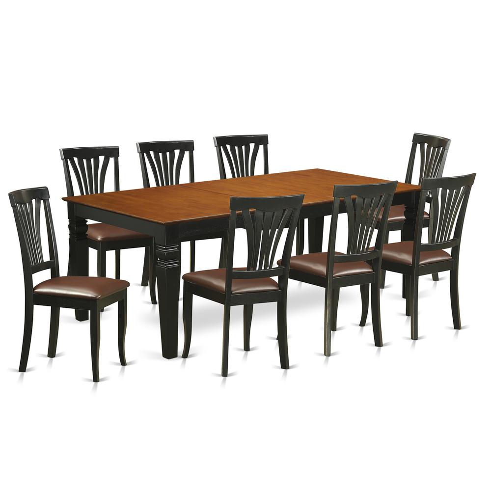 East West Furniture LGAV9-BCH-LC 9 Pc Table set with a Dining Table and 8 Dining Chairs in Black and Cherry