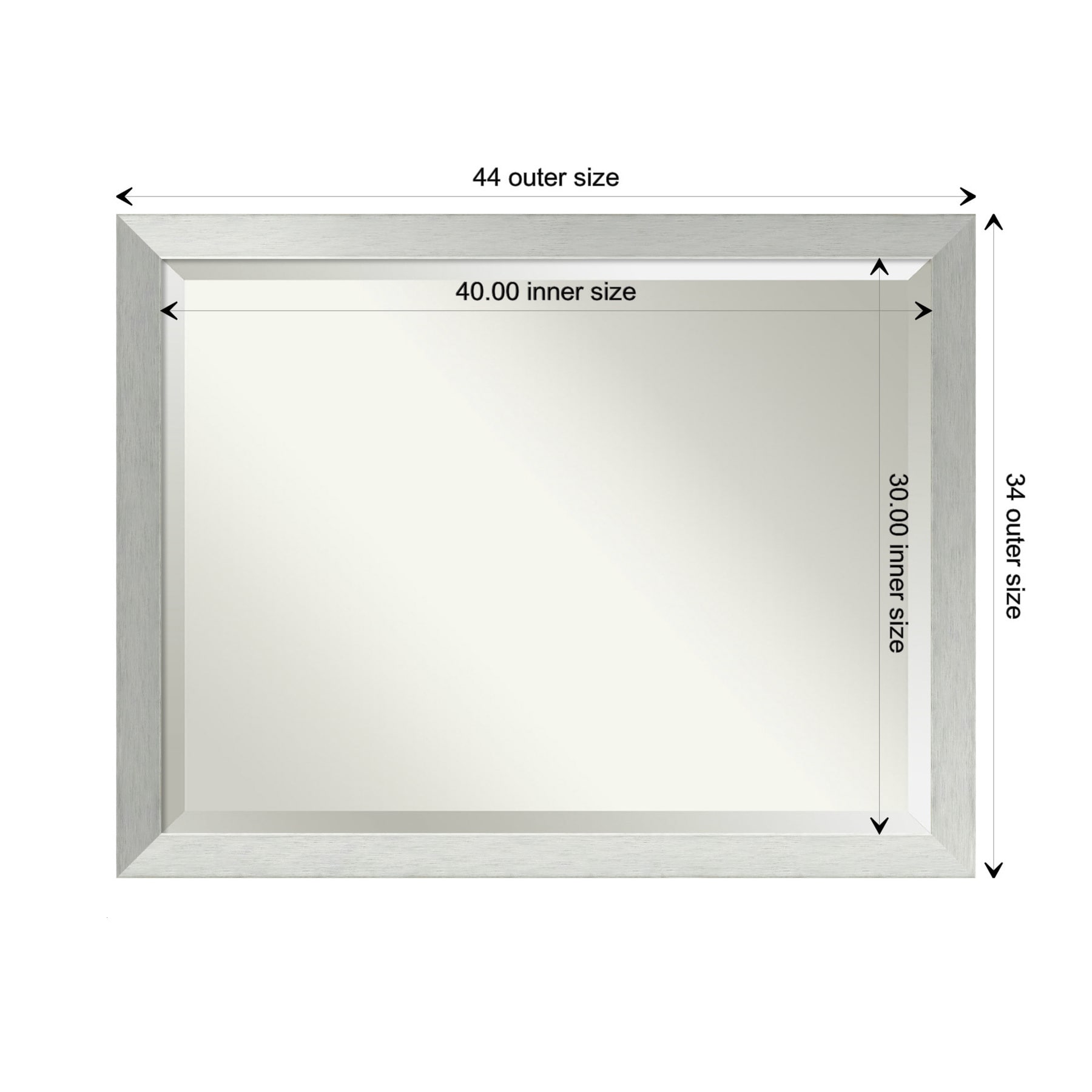 Brushed Sterling Silver 44" x 34" Wood Bathroom Vanity Mirror