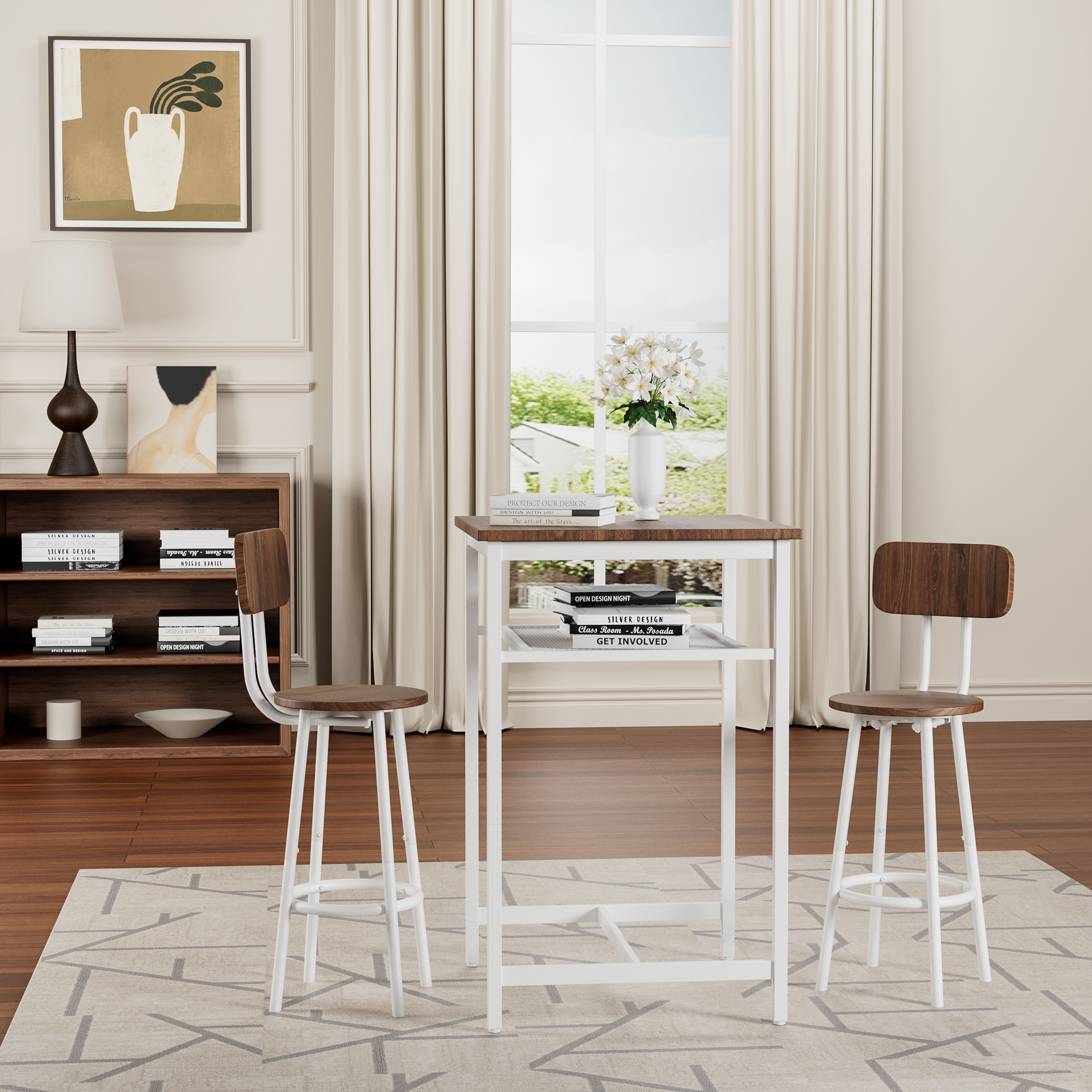 Blisstyle Bar Table Equipped with 2 Bar Stools with Backrest and ...