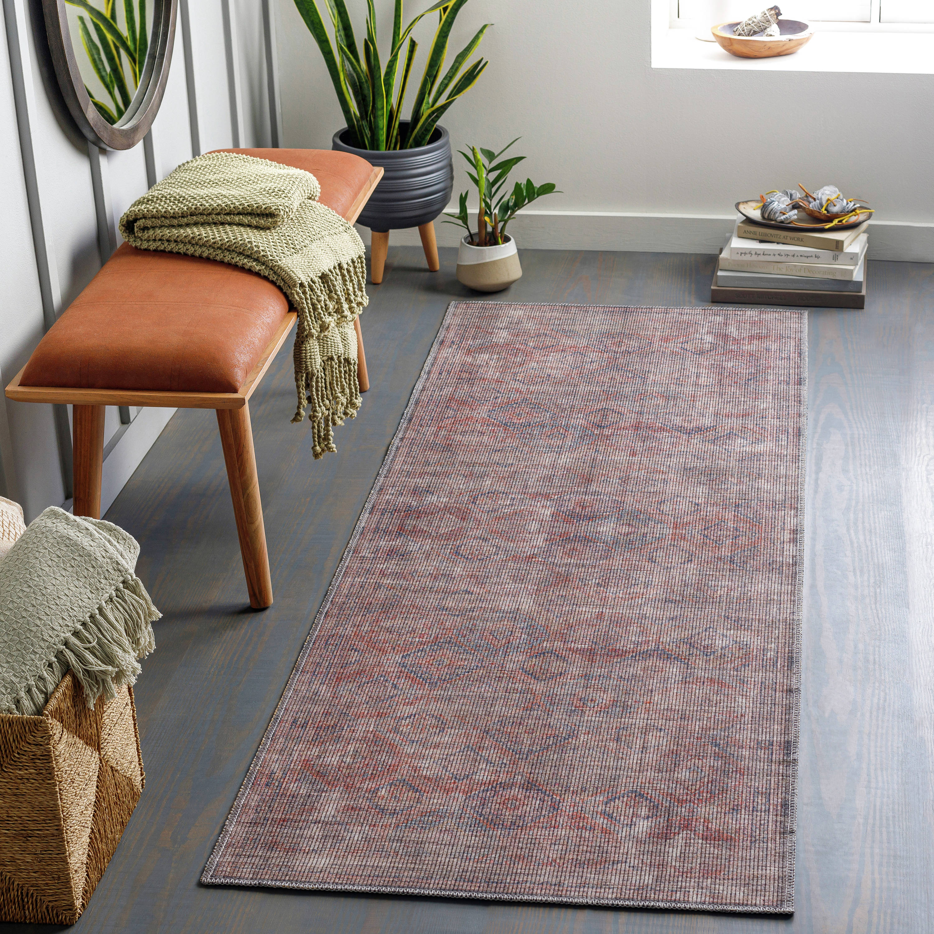 Artistic Weavers FRL2301-2773 Farrell 3 X 8 Red/Navy Indoor Medallion Oriental Machine Washable Runner Rug