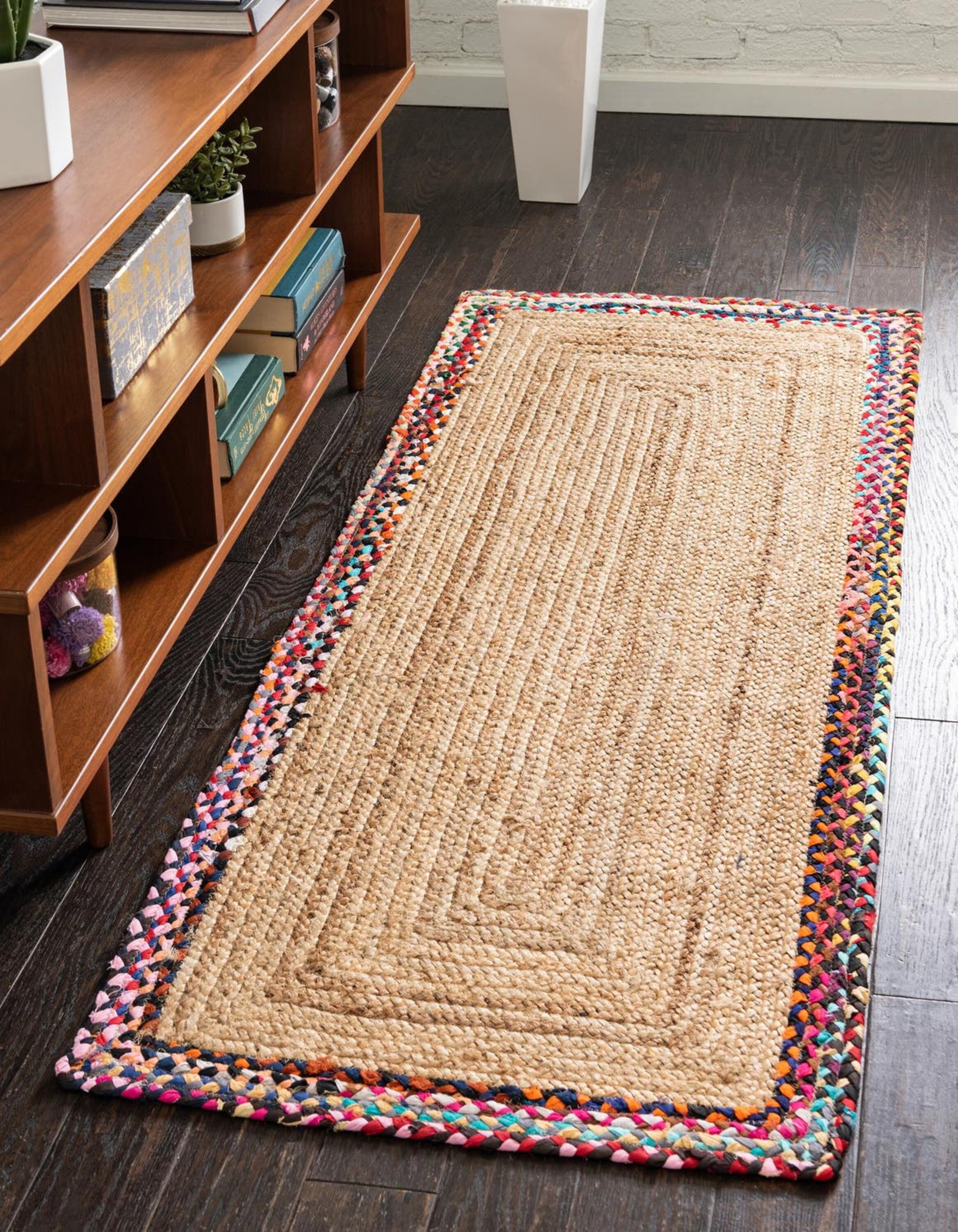Unique Loom 3142953 Braided Jute 3 x 6 (ft) Braided Jute Natural Rectangular Indoor Border Runner rug