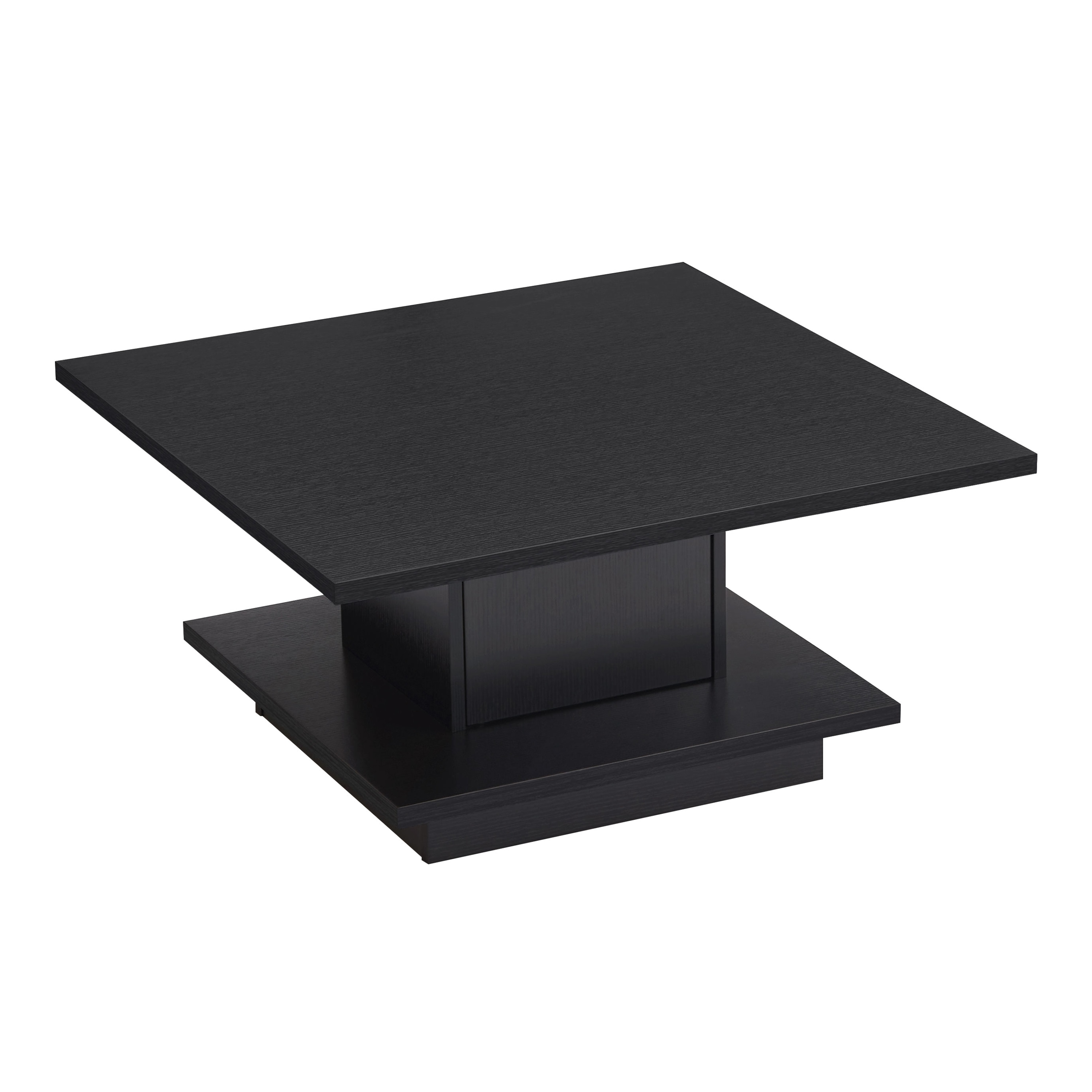 Black Square Wood Coffee Table with Hidden Storage