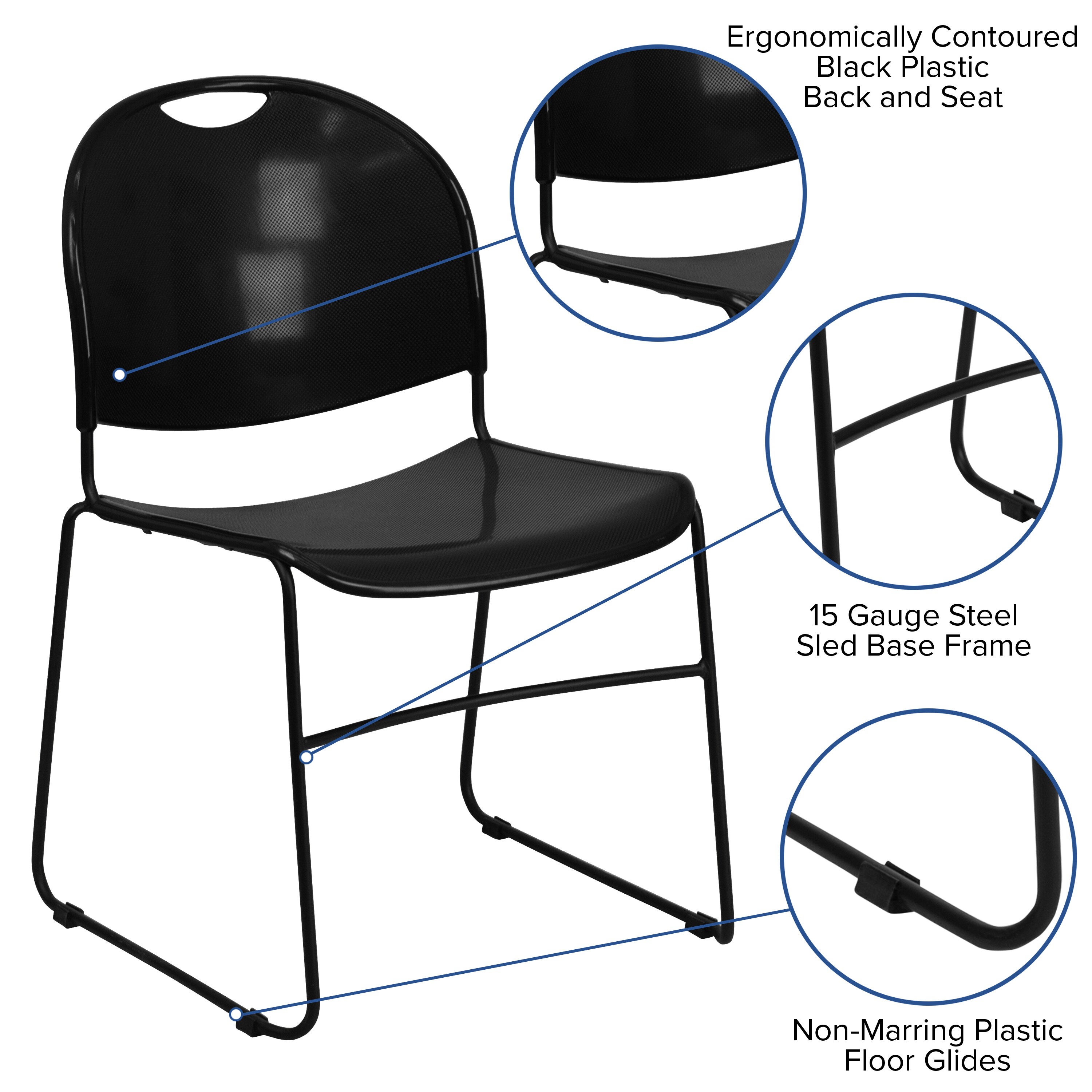 Flash Furniture Modern Black Plastic/Black Frame Plastic Accent Chair ...