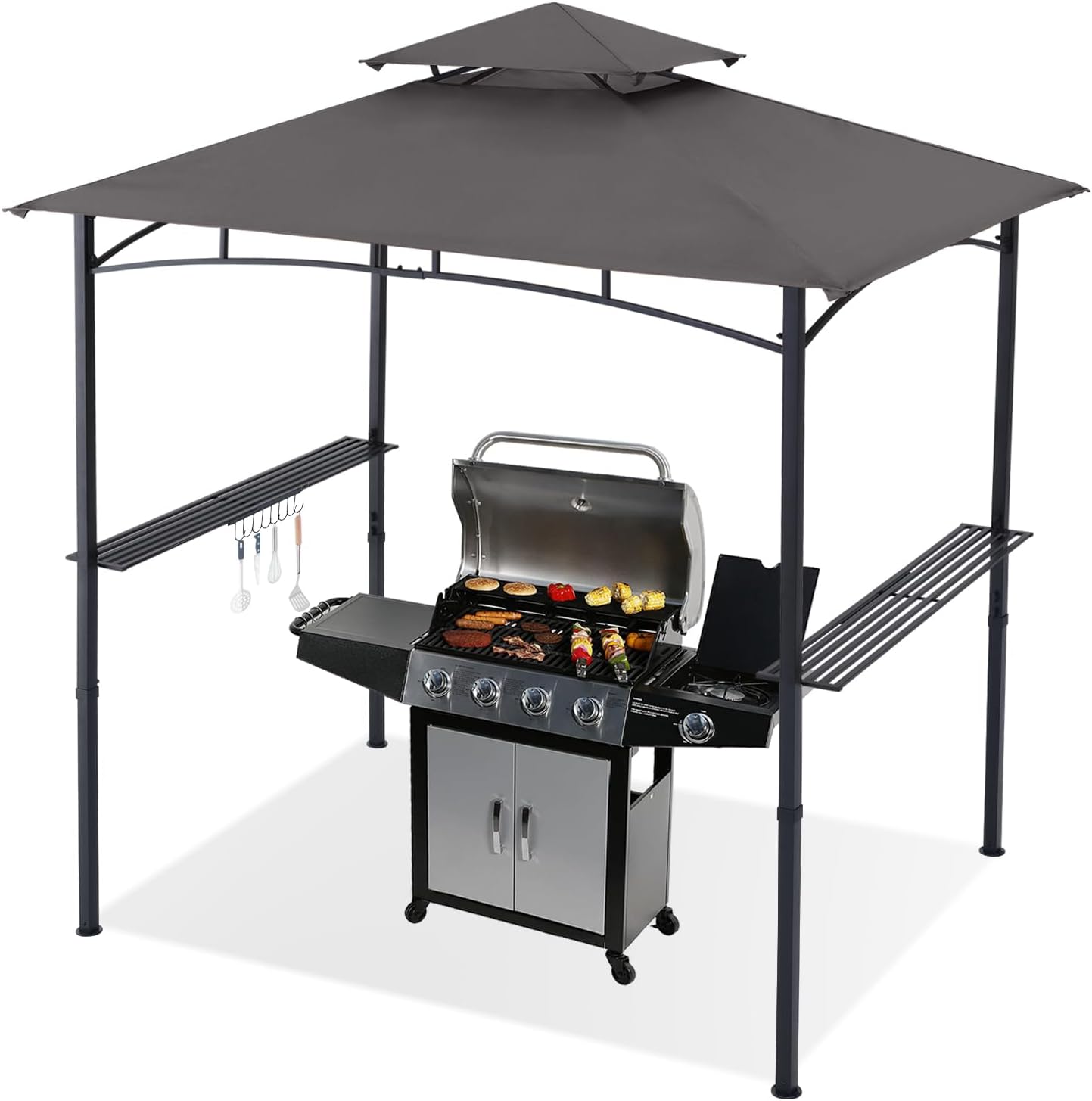 ABCCANOPY ABC-8XPZC-554 8x5 Grill Gazebo Shelter Outdoor BBQ Gazebo Canopy with LED Light Dark Gray
