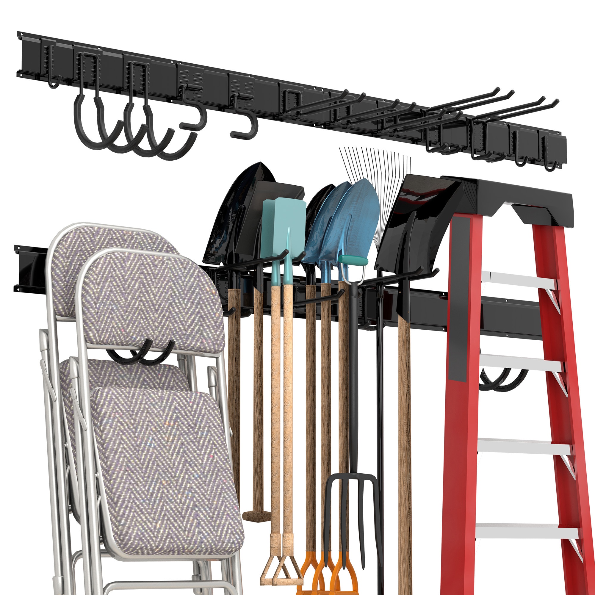 Double Garden Tool Rack - Wall Mounted Tool Holder, Hanging Rack with 11  hooks for your Shed or Garage : : Garden