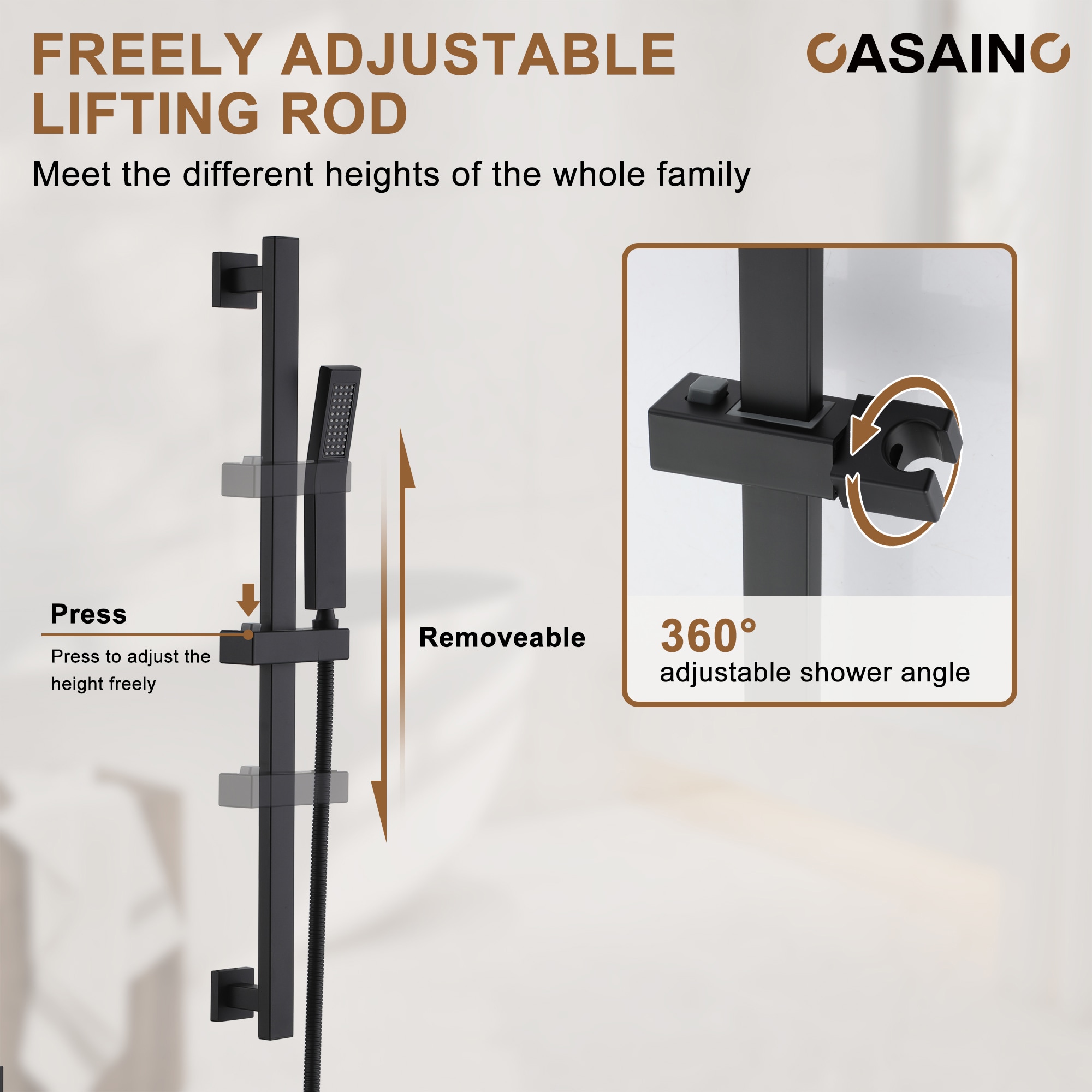 CASAINC KCHS0014-10MB Showerhead-Bar-Panels - View #8