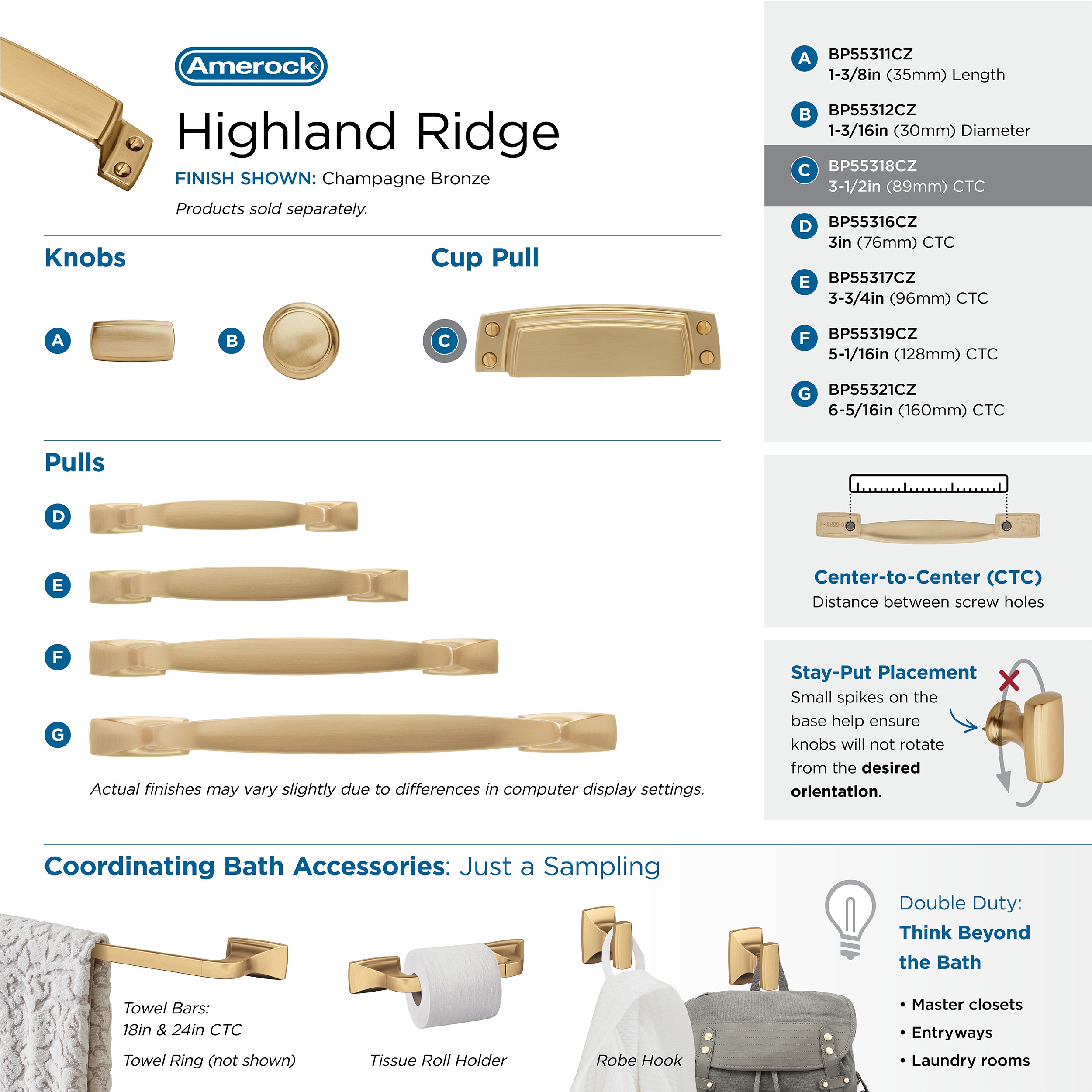 Amerock BP55318CZ Cabinet-Pulls - View #8
