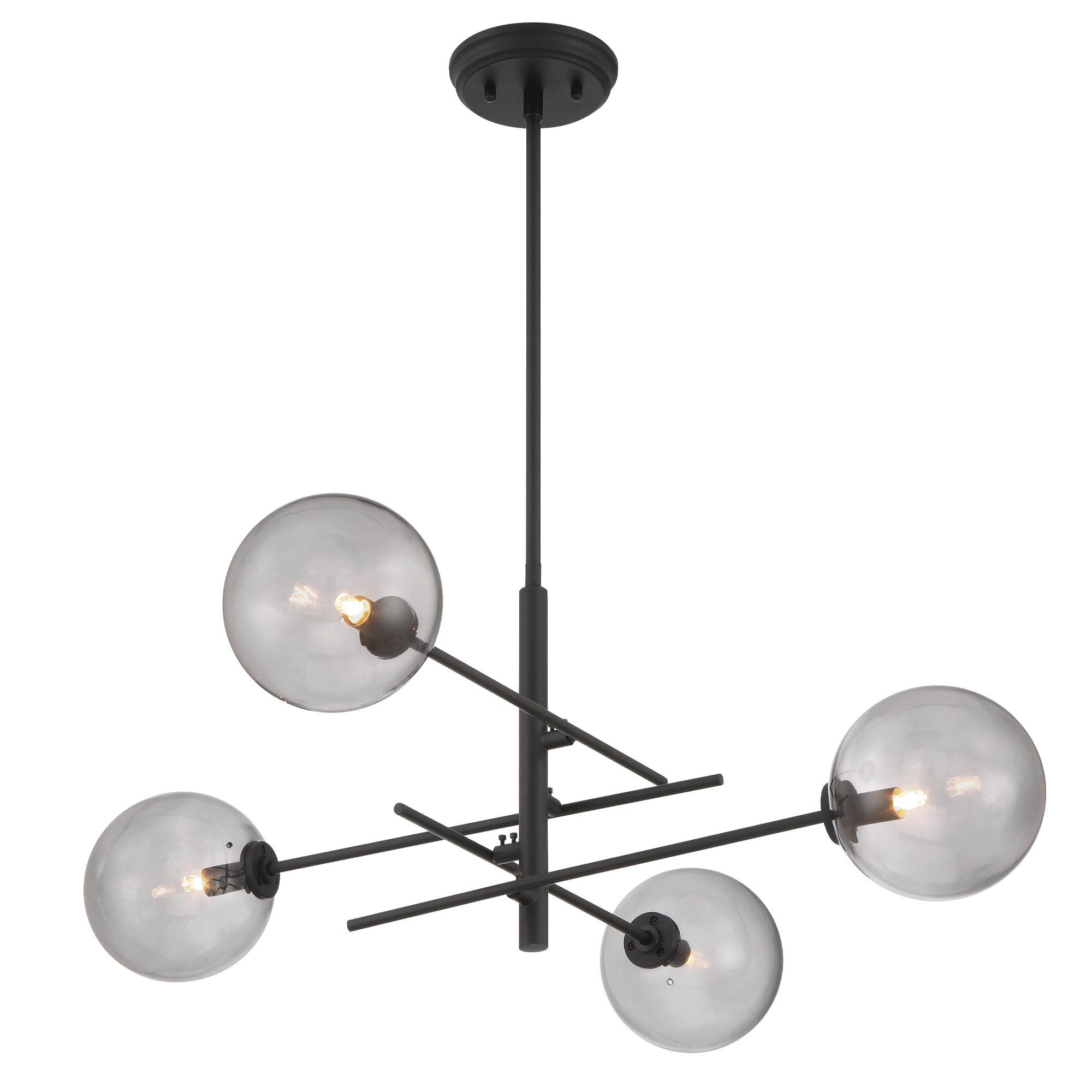 ACROMA 20114AZSM Darell 4 -Light Matte Black Modern/contemporary Bare bulb For Use in Bedrooms, Dining Rooms, Foyers, Kitchens, Living Rooms Chandelier